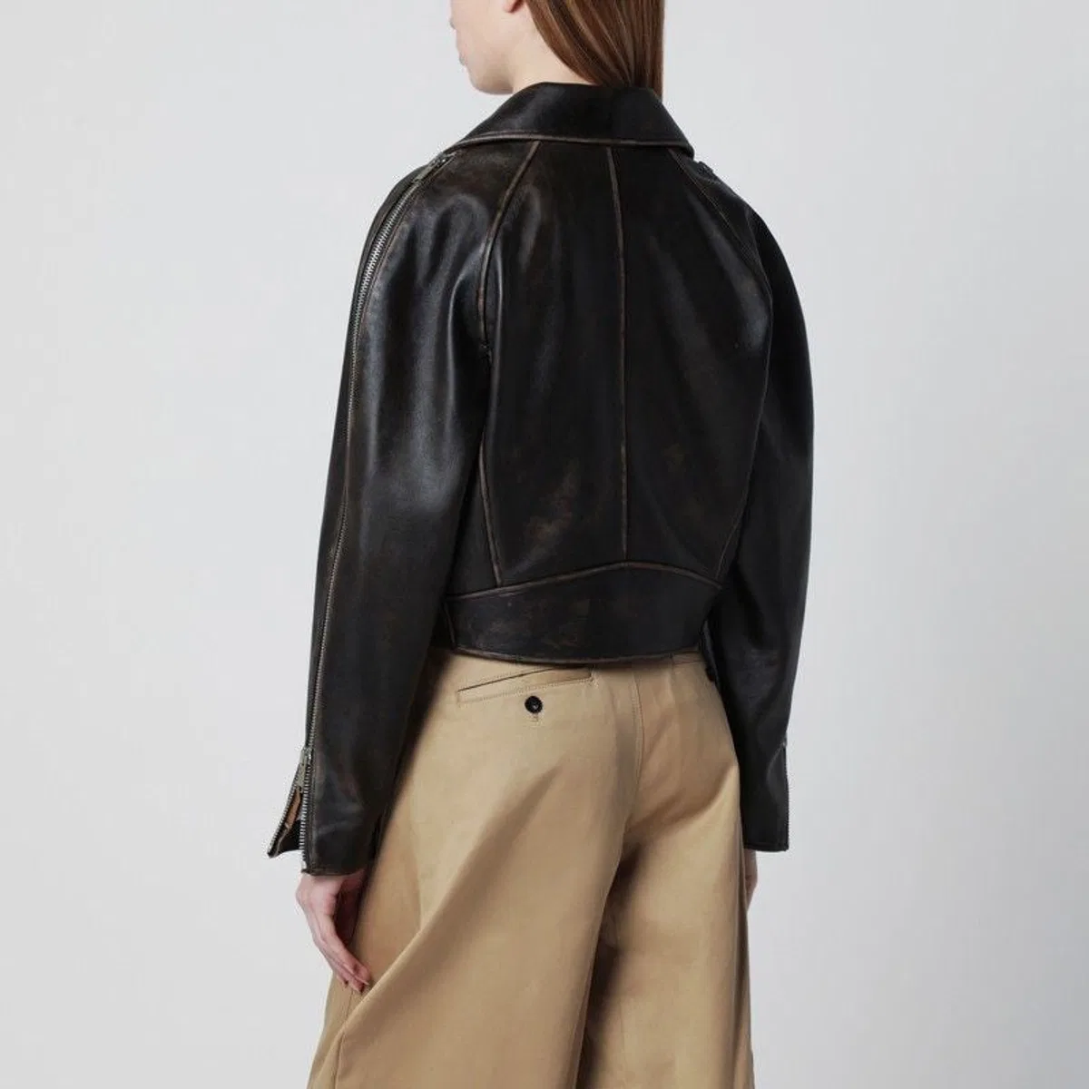 Halfboy Oversized Dark Brown Leather Biker Jacke