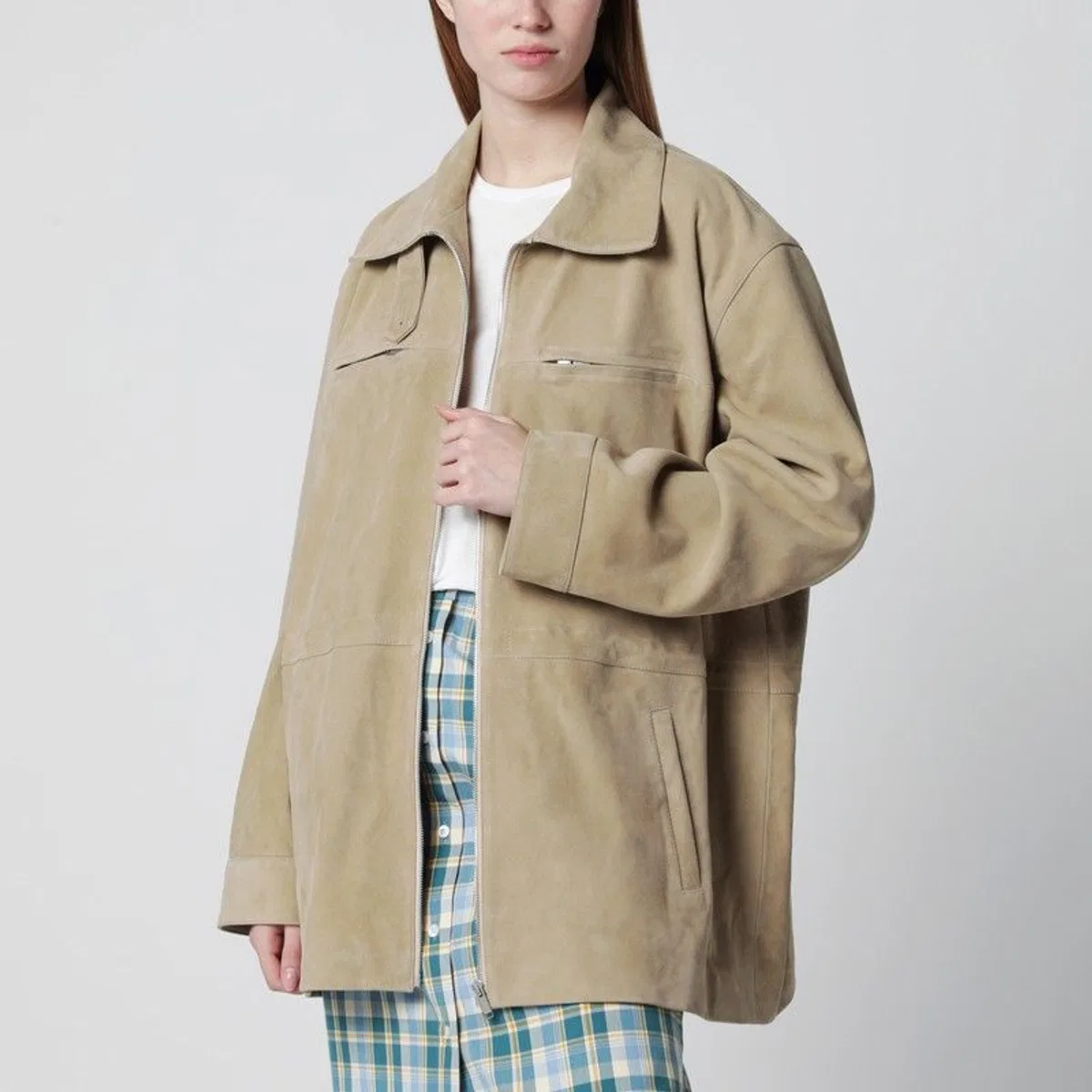 Halfboy Beige Suede Leather Parka