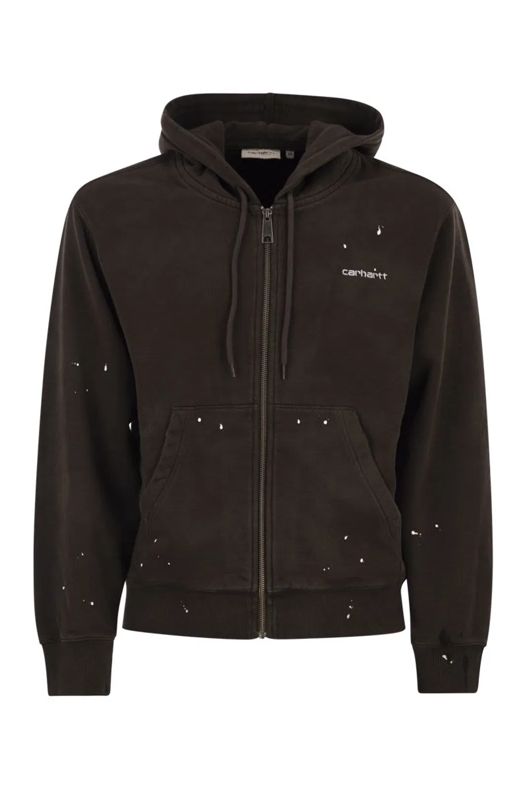 Carhartt Wip Zip-Up Hooded Sweatshirt With Paint Effe
