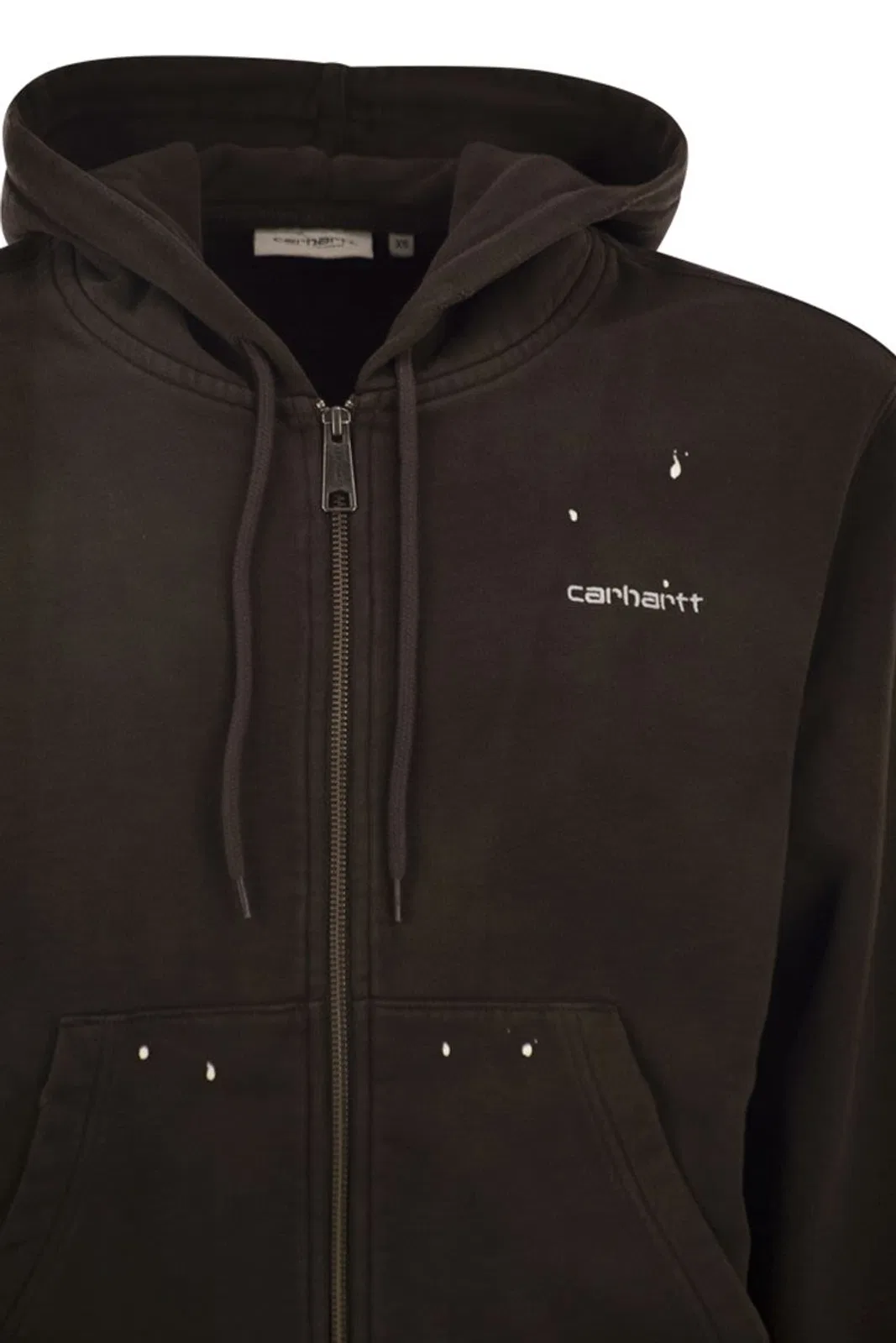 Carhartt Wip Zip-Up Hooded Sweatshirt With Paint Effe