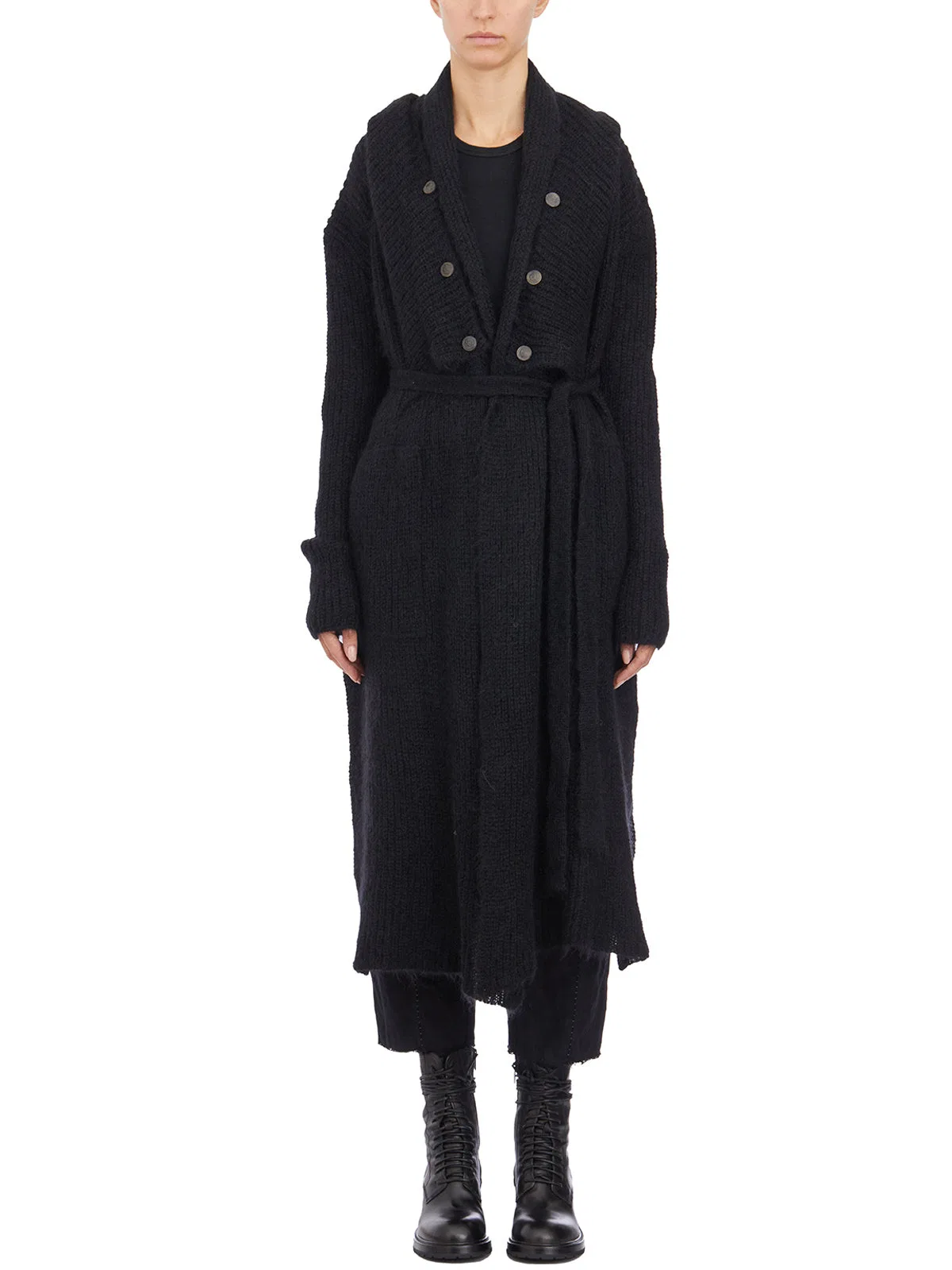 Masnada Cappotto In Maglia Con Cappuccio
