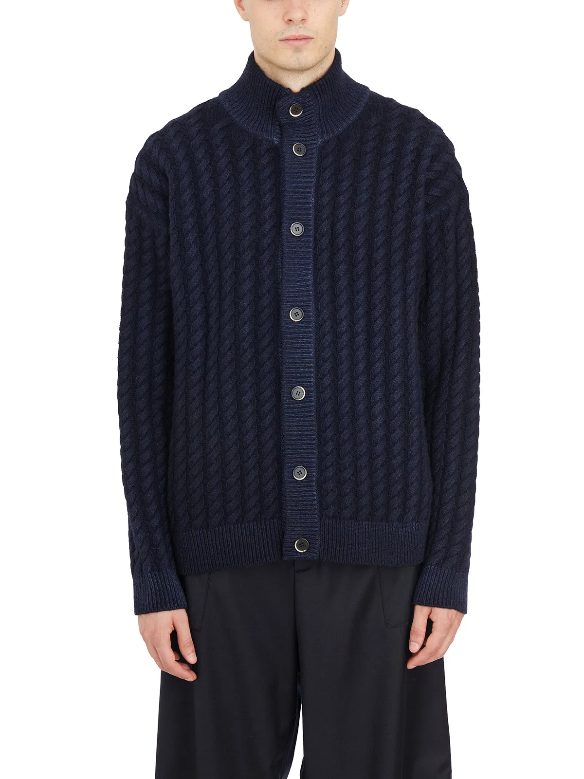 Barena Cardigan Collo Alto A Treccia