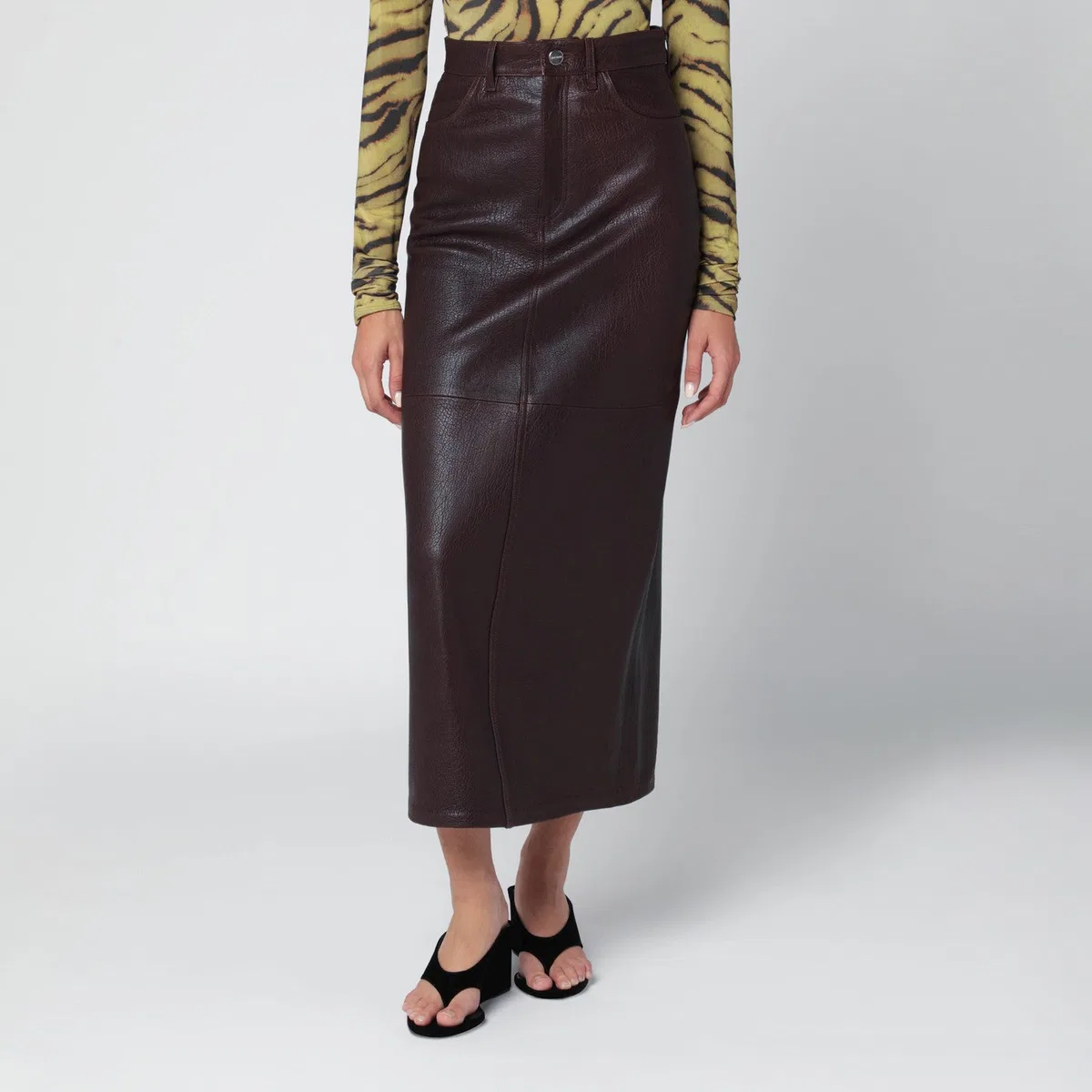 Ivy oak Burgundy Leather Midi Skirt