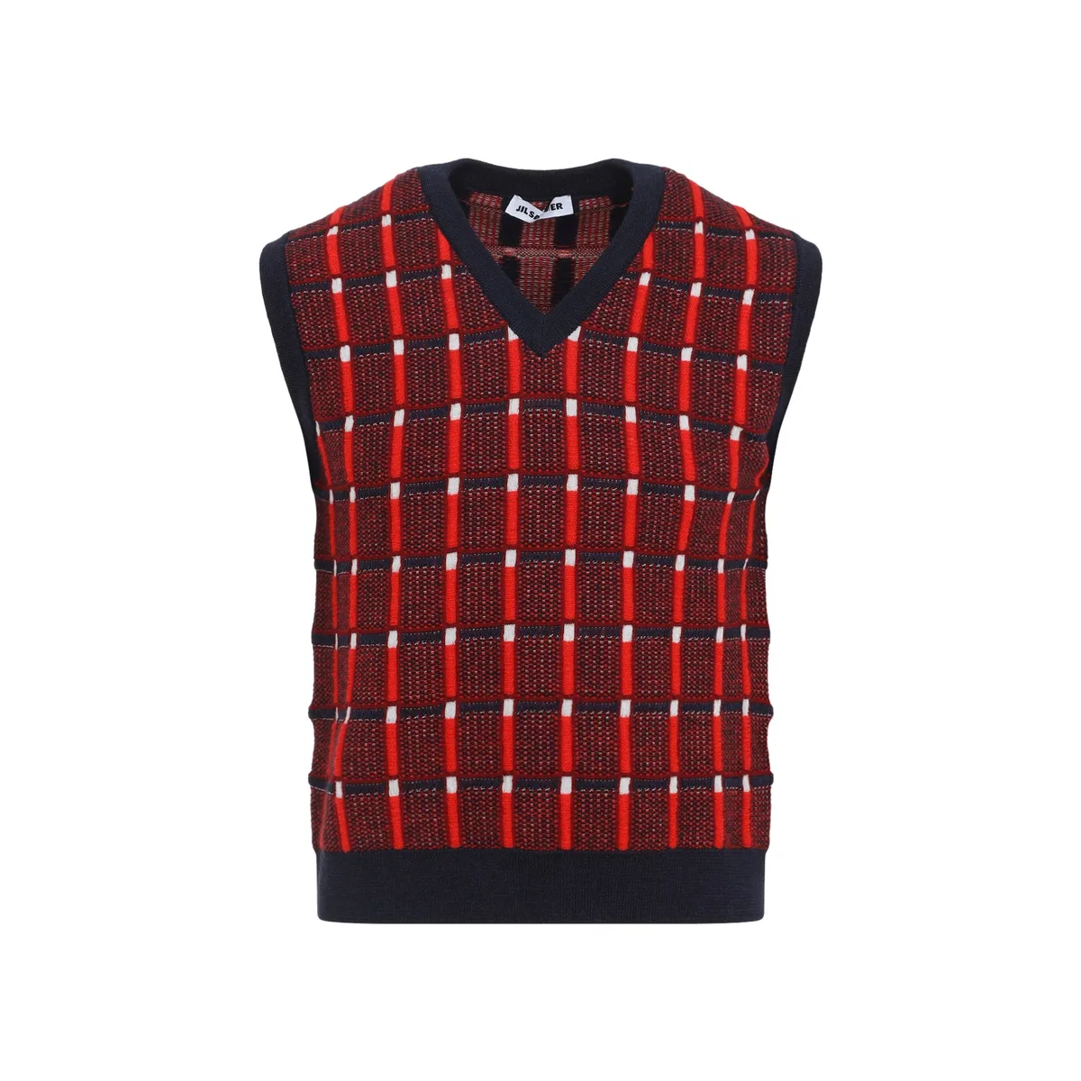Jil Sander Red Sleeveless Knitted Vest