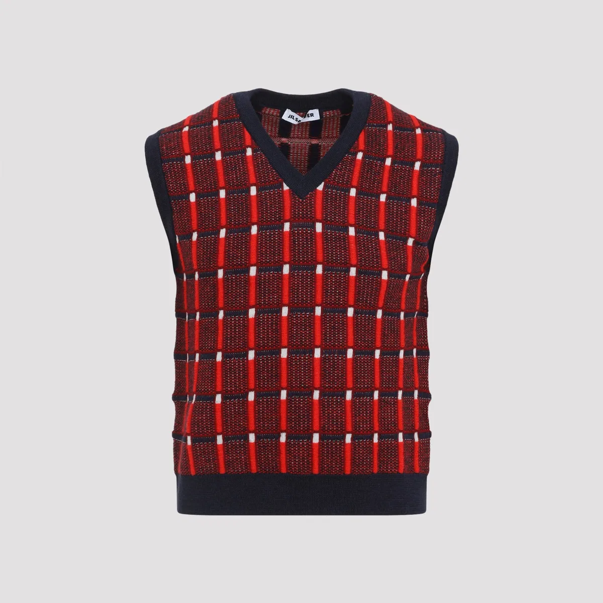 Jil Sander Red Sleeveless Knitted Vest