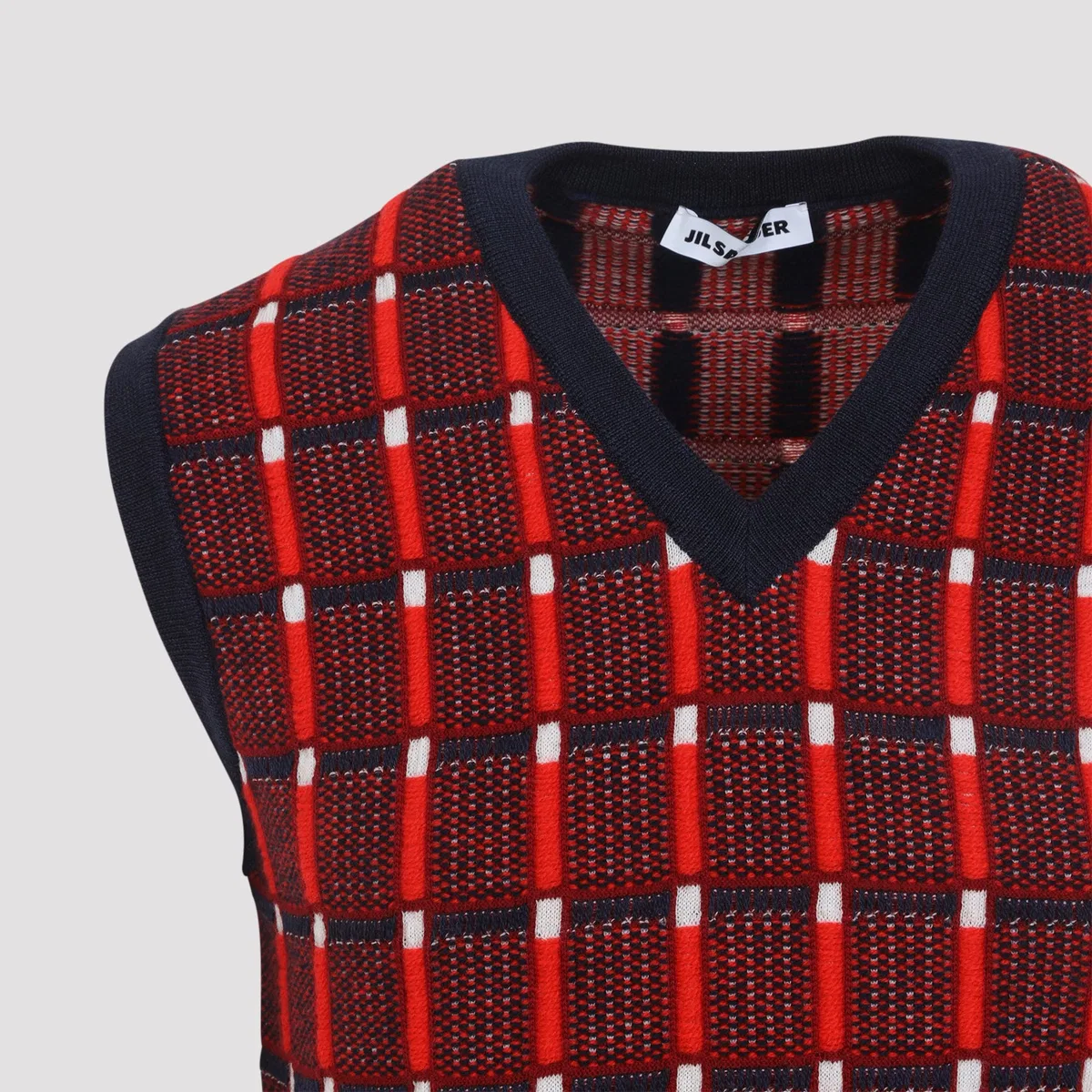 Jil Sander Red Sleeveless Knitted Vest