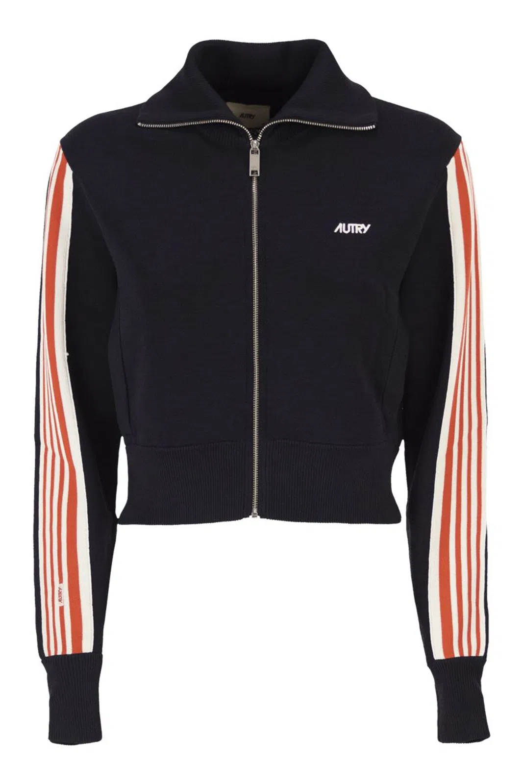 Autry Viscose Sweatshirt With Zip And Side Str