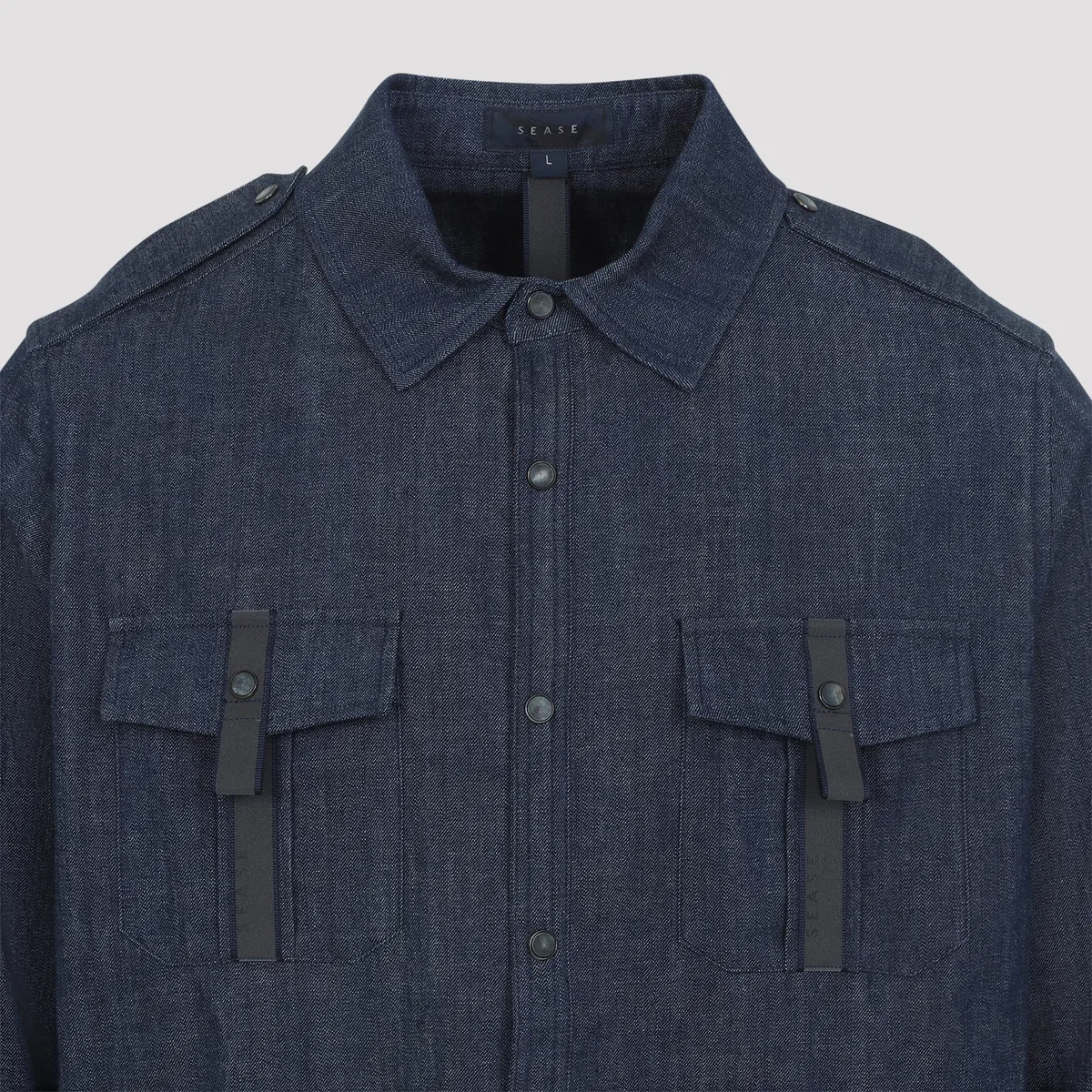 Sease Blue Cotton Denim Overshirt