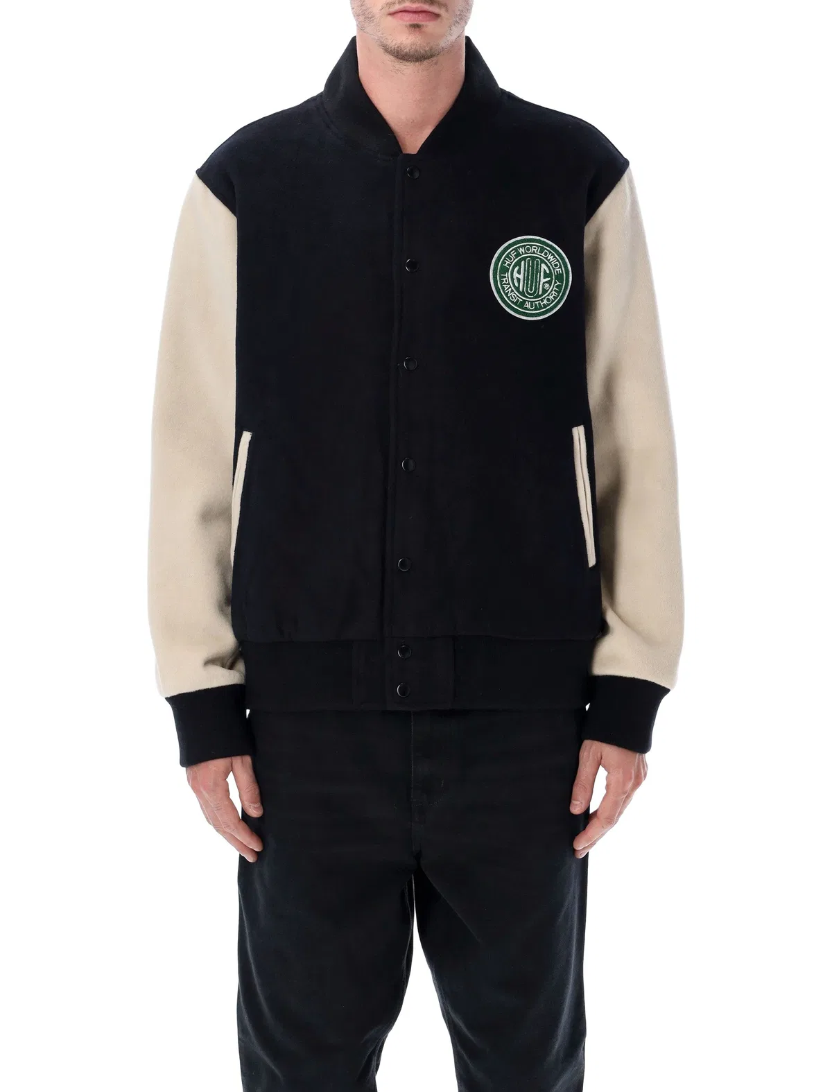 HUF Global Transit Black Wool Varsity Jacket