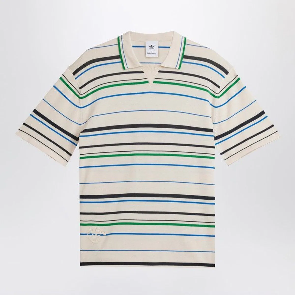 Adidas x Wales Bonner White Striped Polo Shirt In Cotton Blend