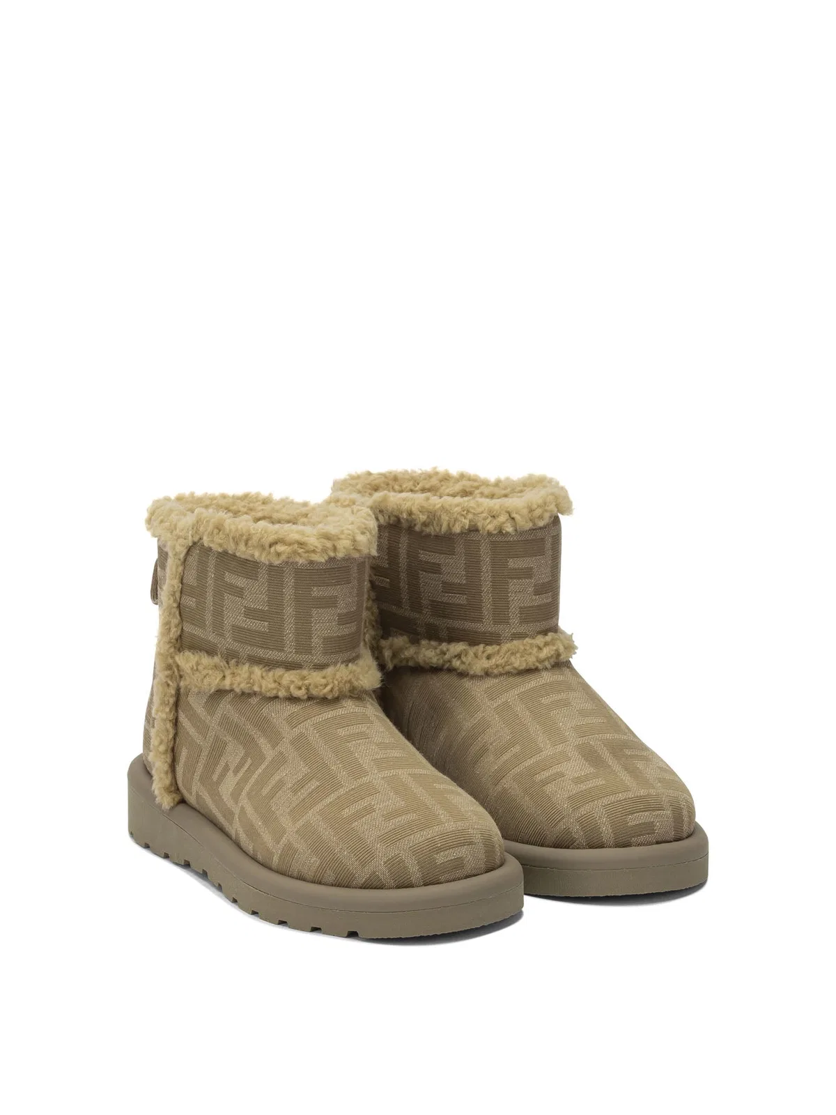 Fendi Kids Brown Fabric Ankle Boots