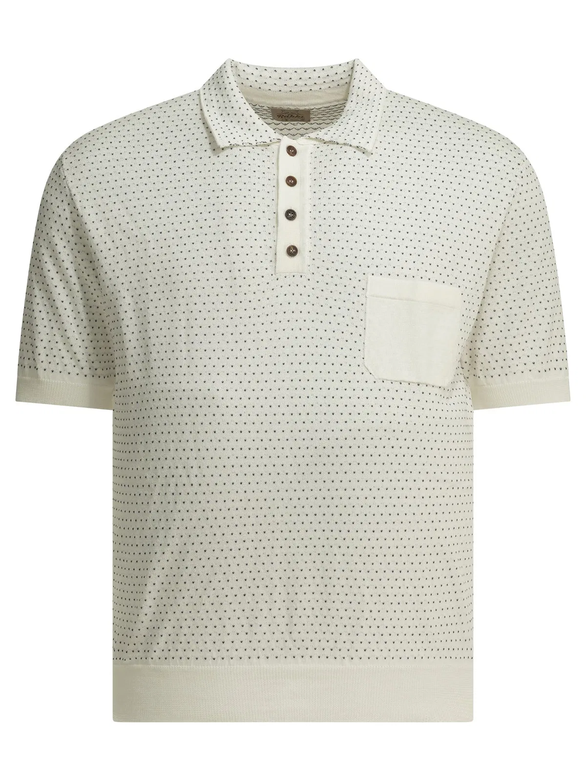Rakki' Rakki White Cotton Textured Knit Button 