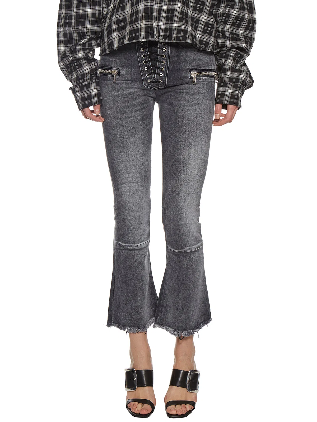 Ben Taverniti Unravel Flared Jeans Lace Raw Cut