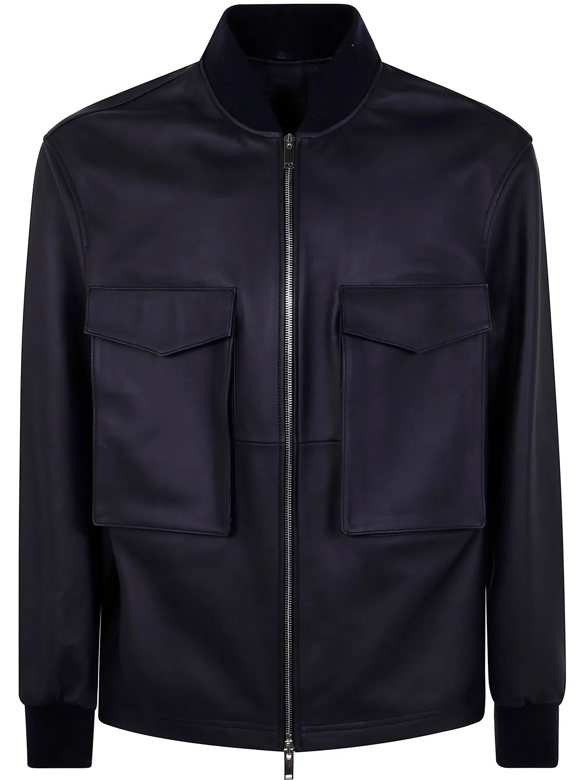 Desa Leather Patch Pocket Bomber Jacket