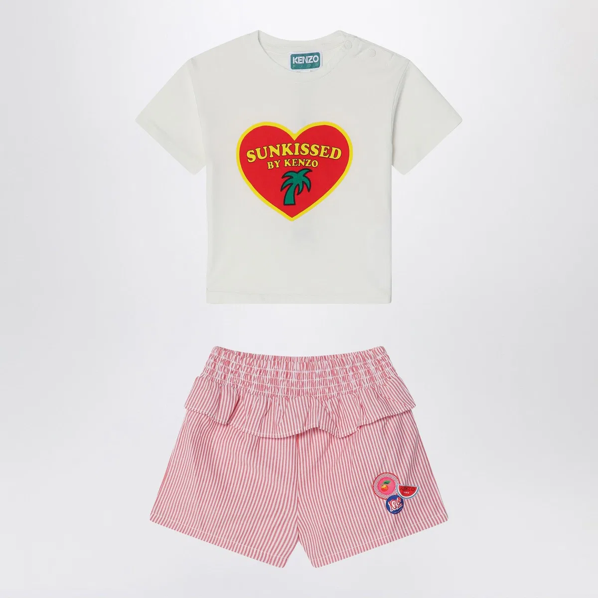 Kenzo White/Red Two-Piece Suit In Cotton