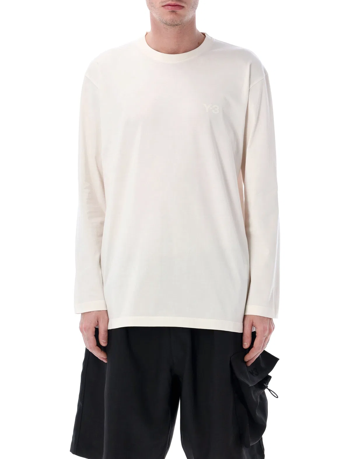 Y-3 Long Sleeve White Jersey T-Shirt