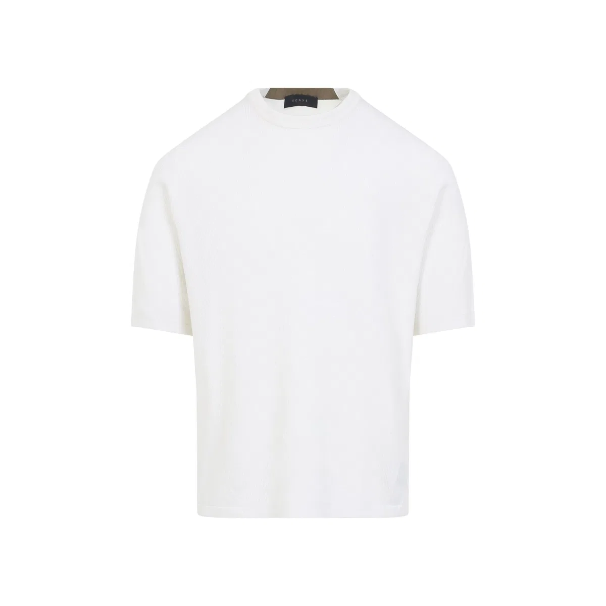 Sease White Easy Care Waffle Virgin Wool T-Shi