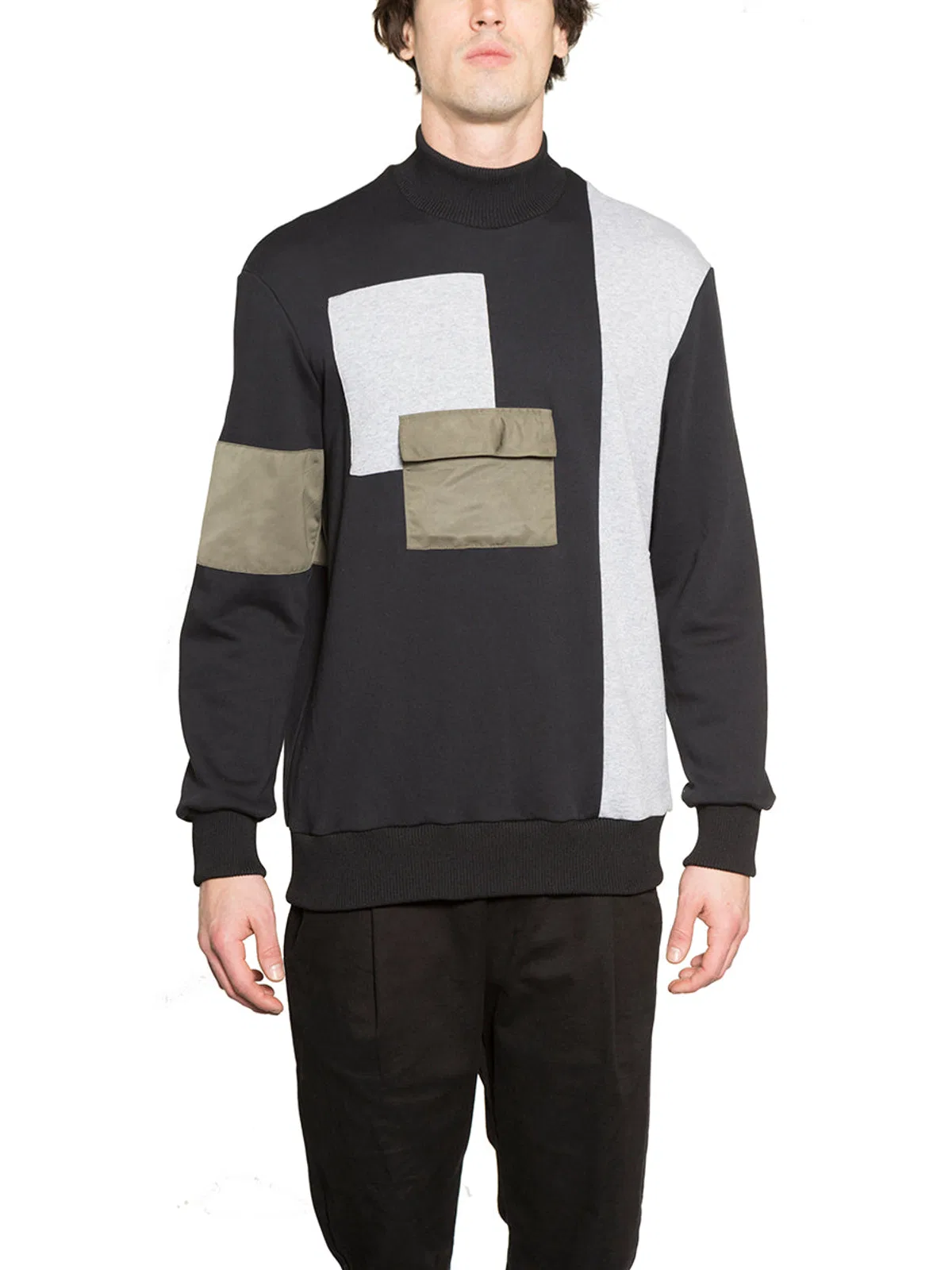 Letasca Patchwork Sweatshirt With Standing Colla