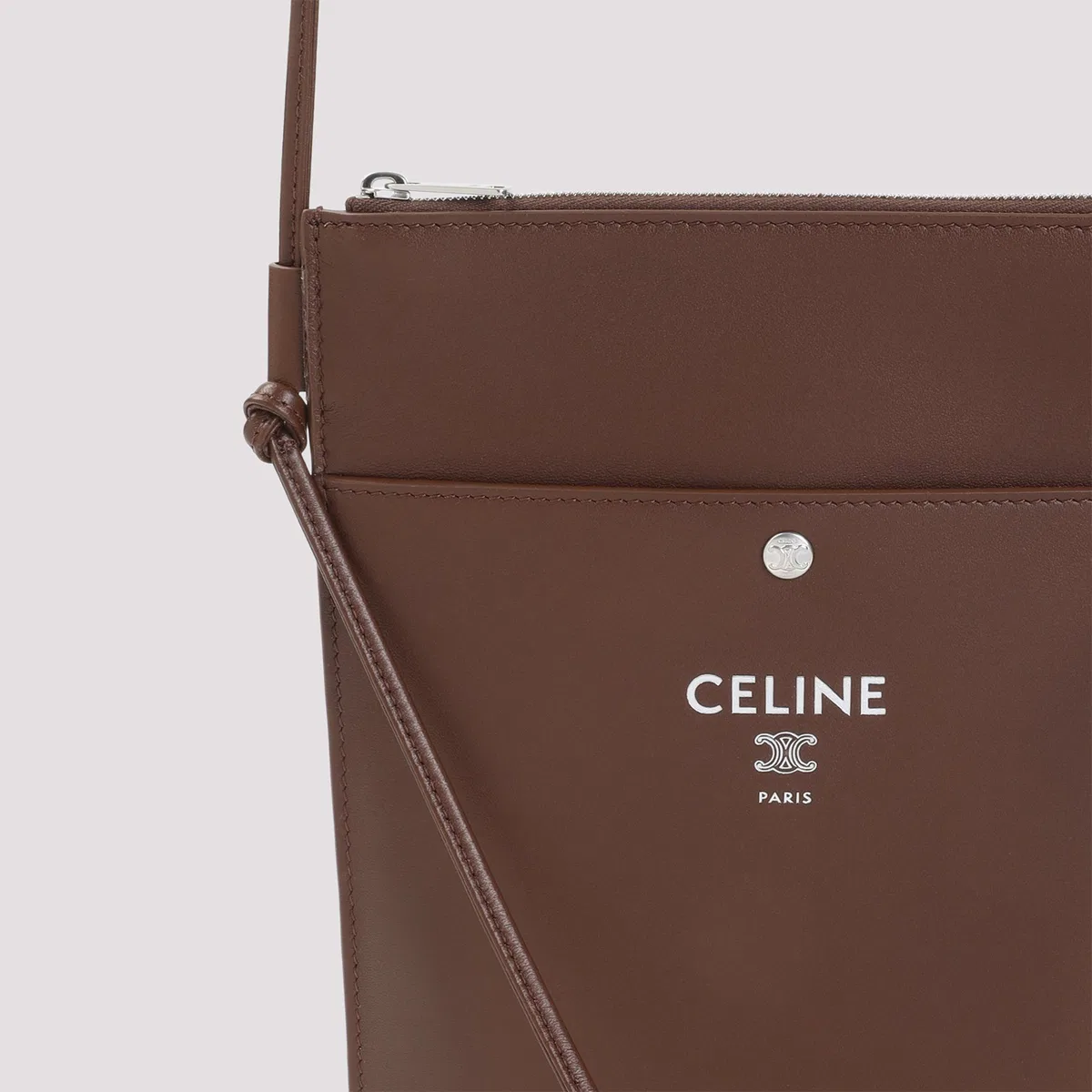 Celine Chocolate Brown Lamb Leather Sharp Pouch