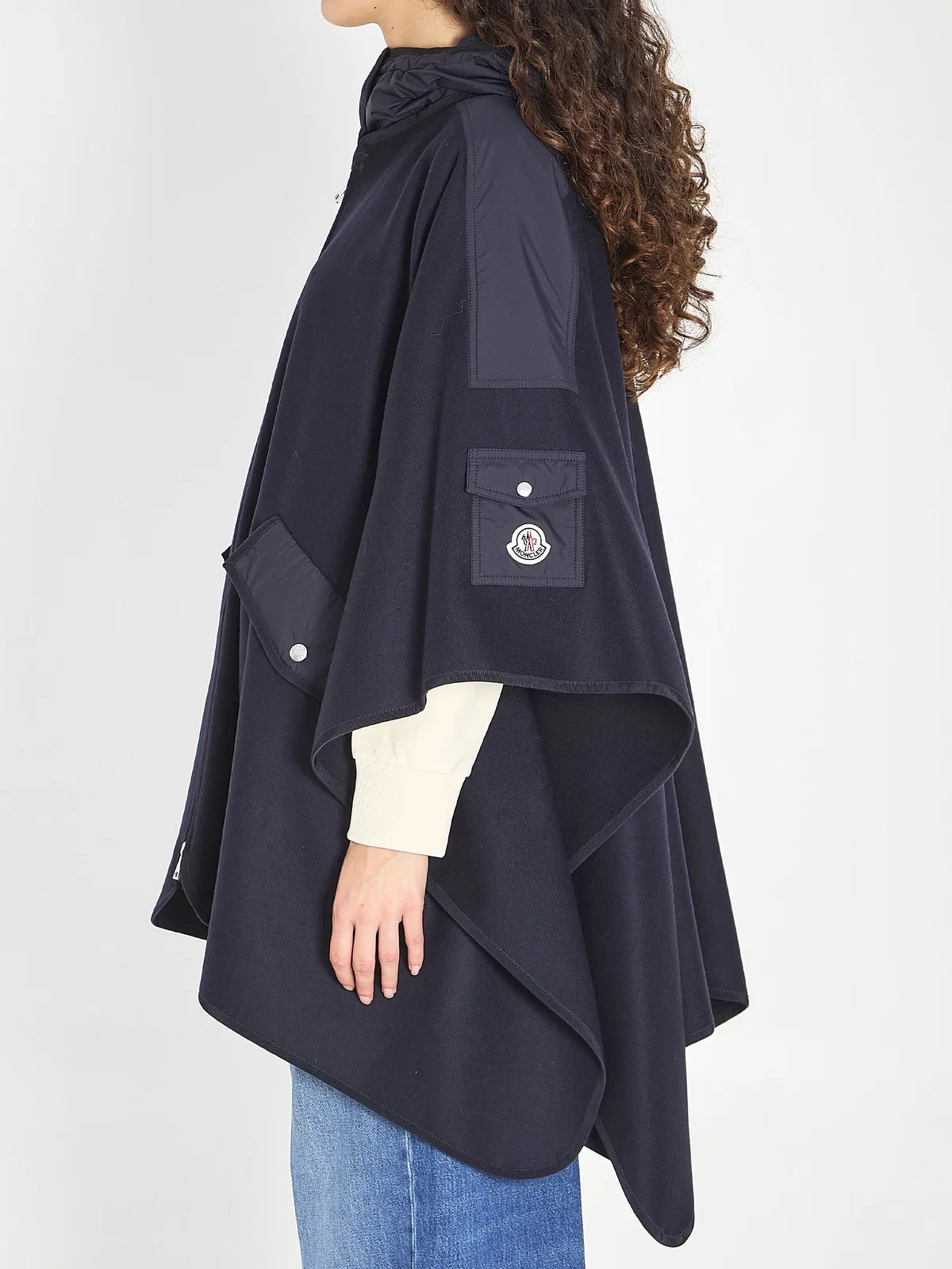 Moncler Wool Hooded Zip-Up Cape