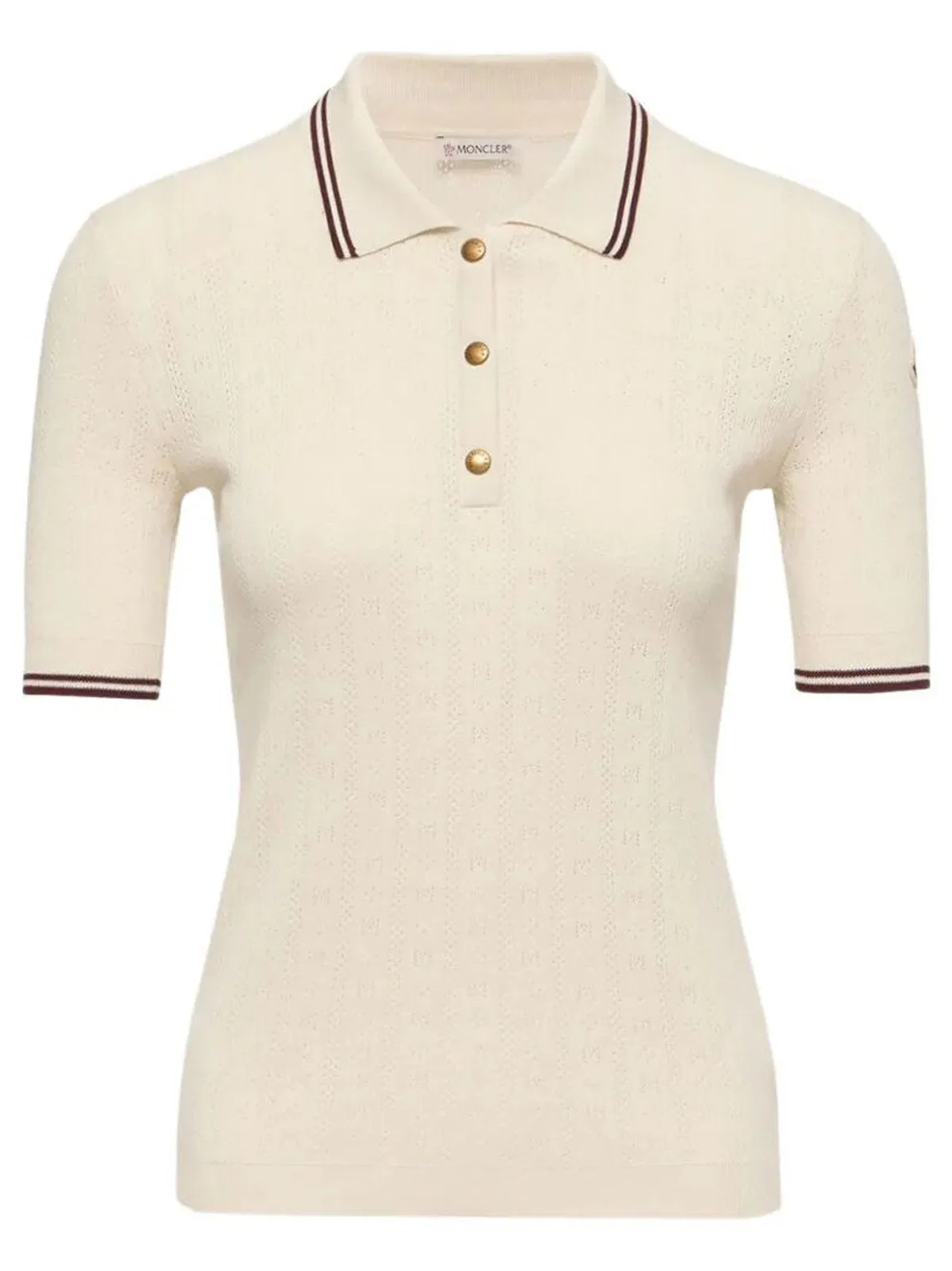 Moncler Rhombus & Logo Pattern Cotton Polo Shirt