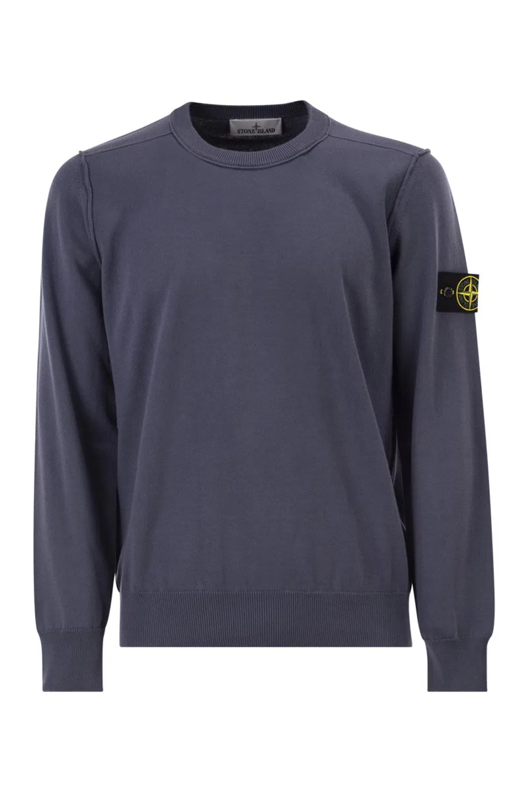 Stone Island Crew Neck Jumper With Small Lapel