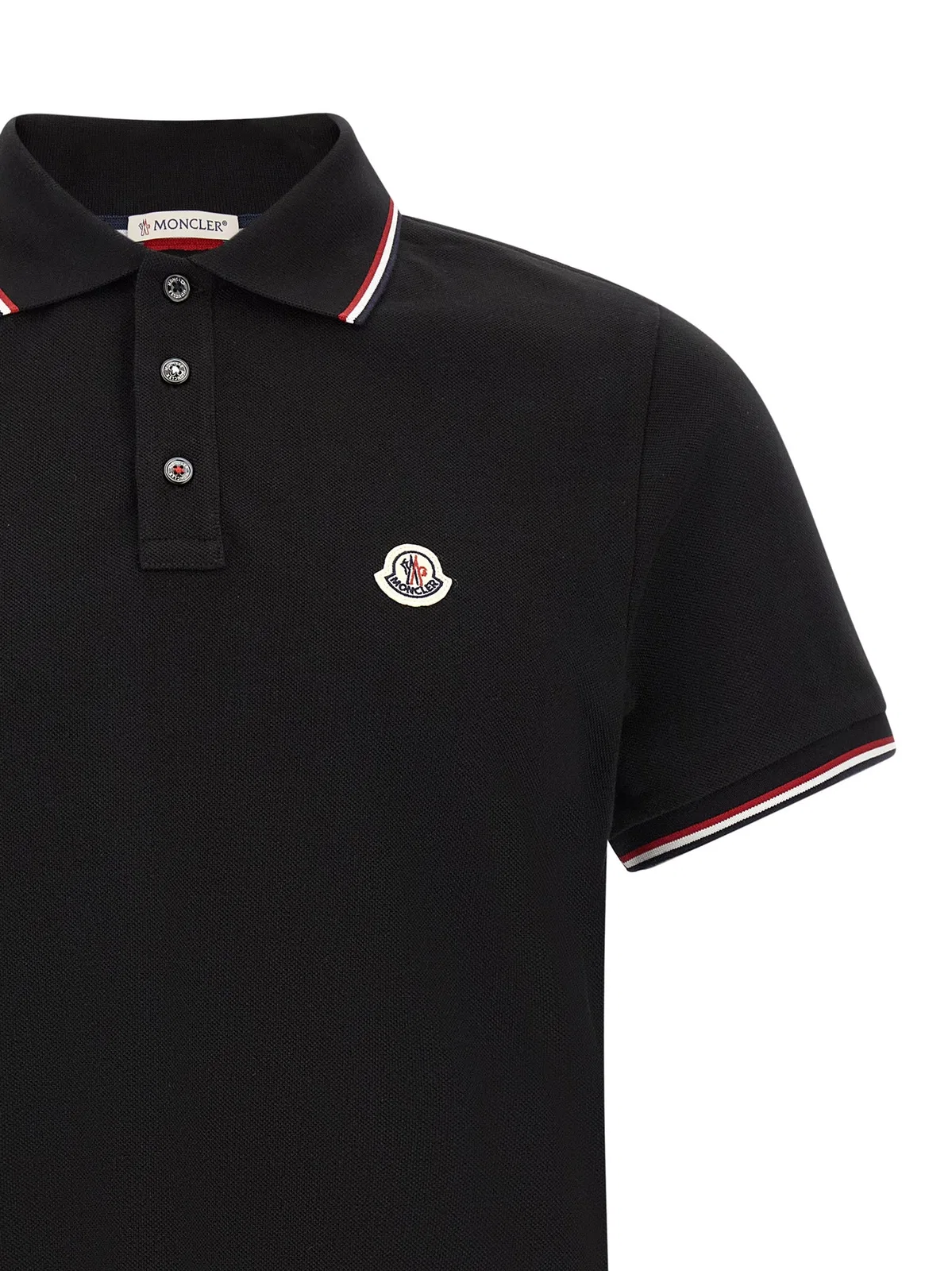 Moncler Tricolor Trim Polo Shirt