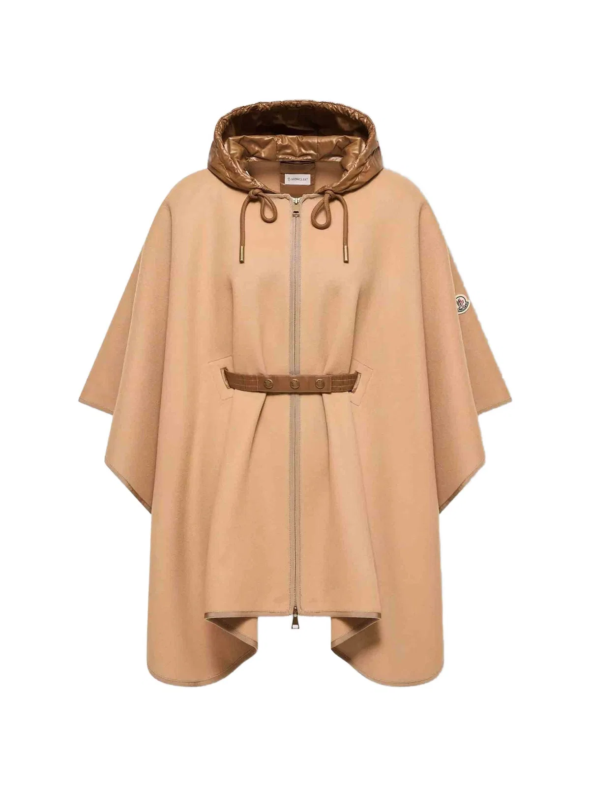Moncler Wool Polyamide Hooded Belted Cape Outerw