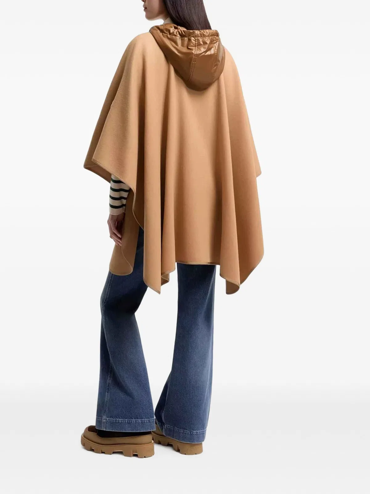 Moncler Wool Polyamide Hooded Belted Cape Outerw