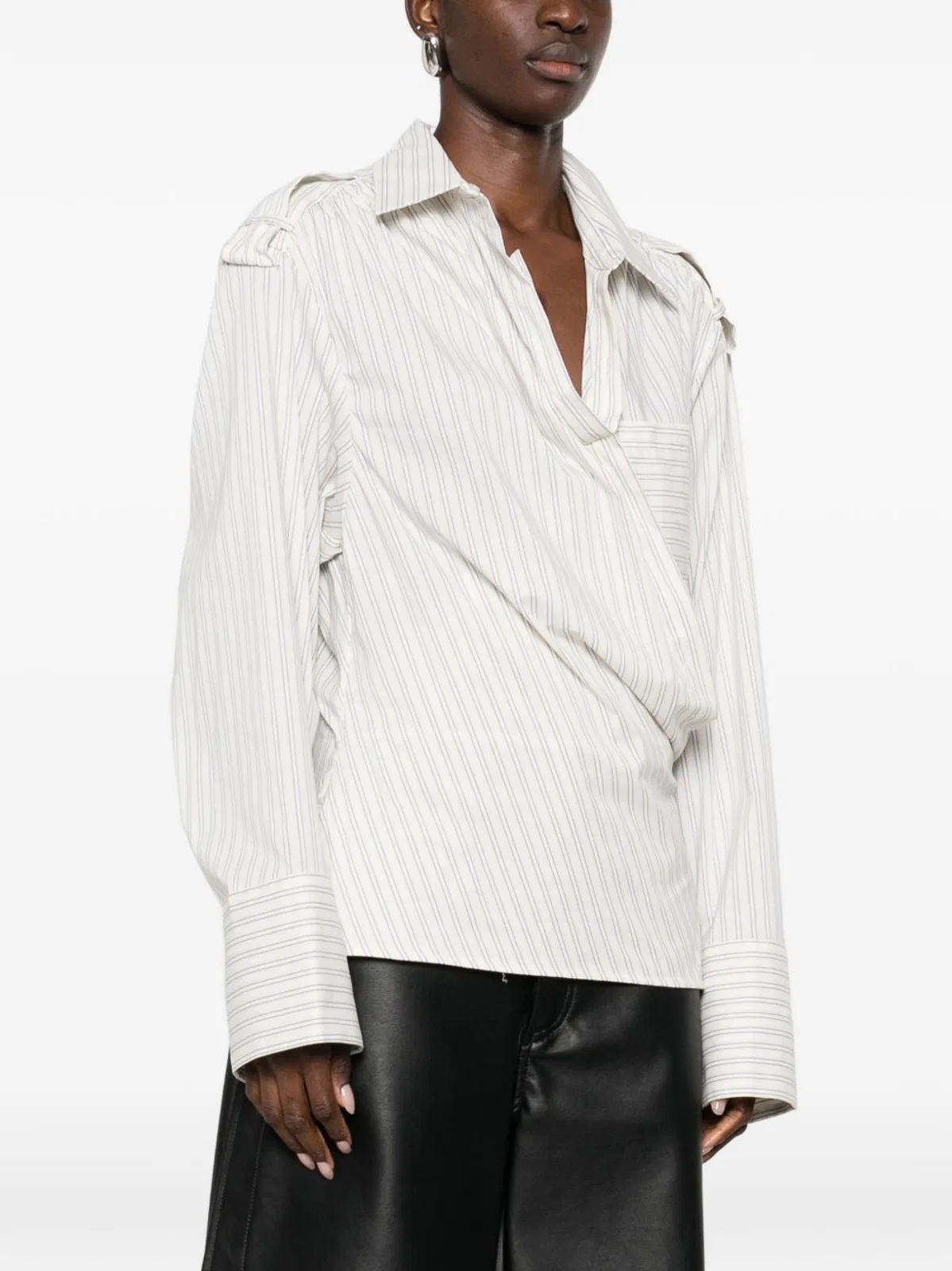 IRO Lace Striped Cotton Shirt