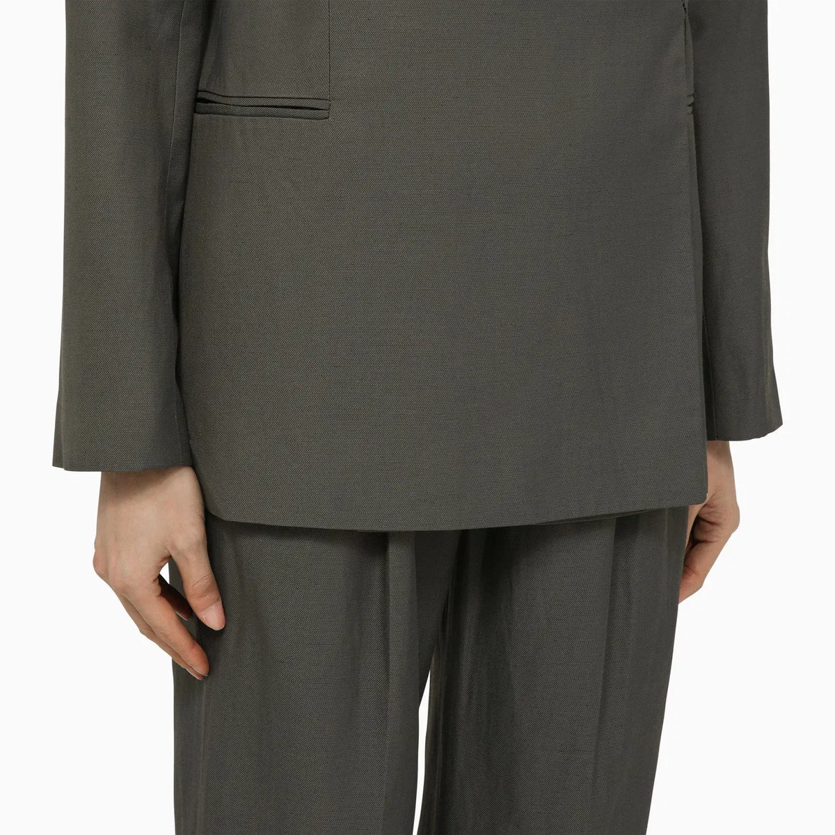 Loulou De Saison Sandyato Single-Breasted Grey Viscose Bl