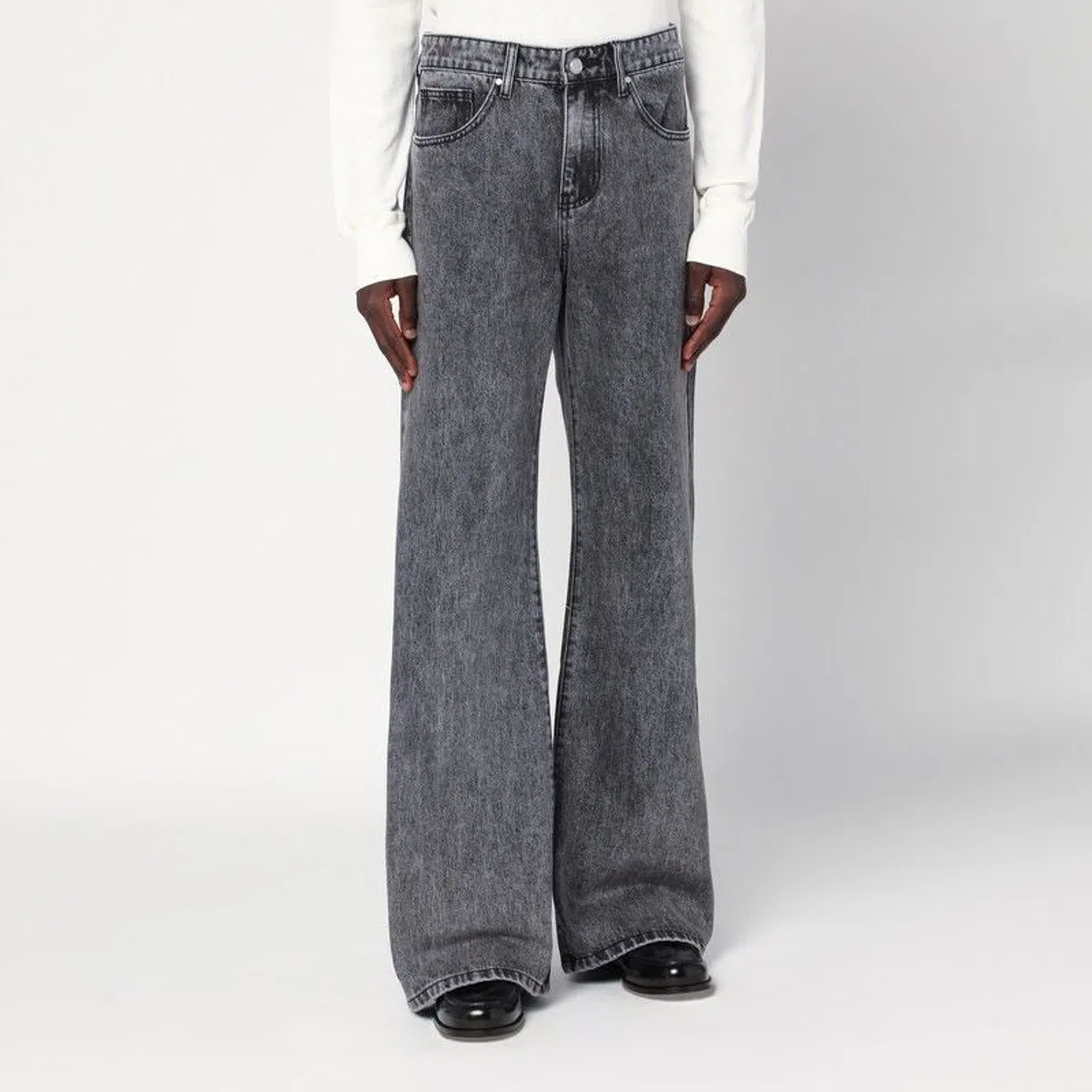 Basketcase gallery Wide-Leg Black Washed Jeans