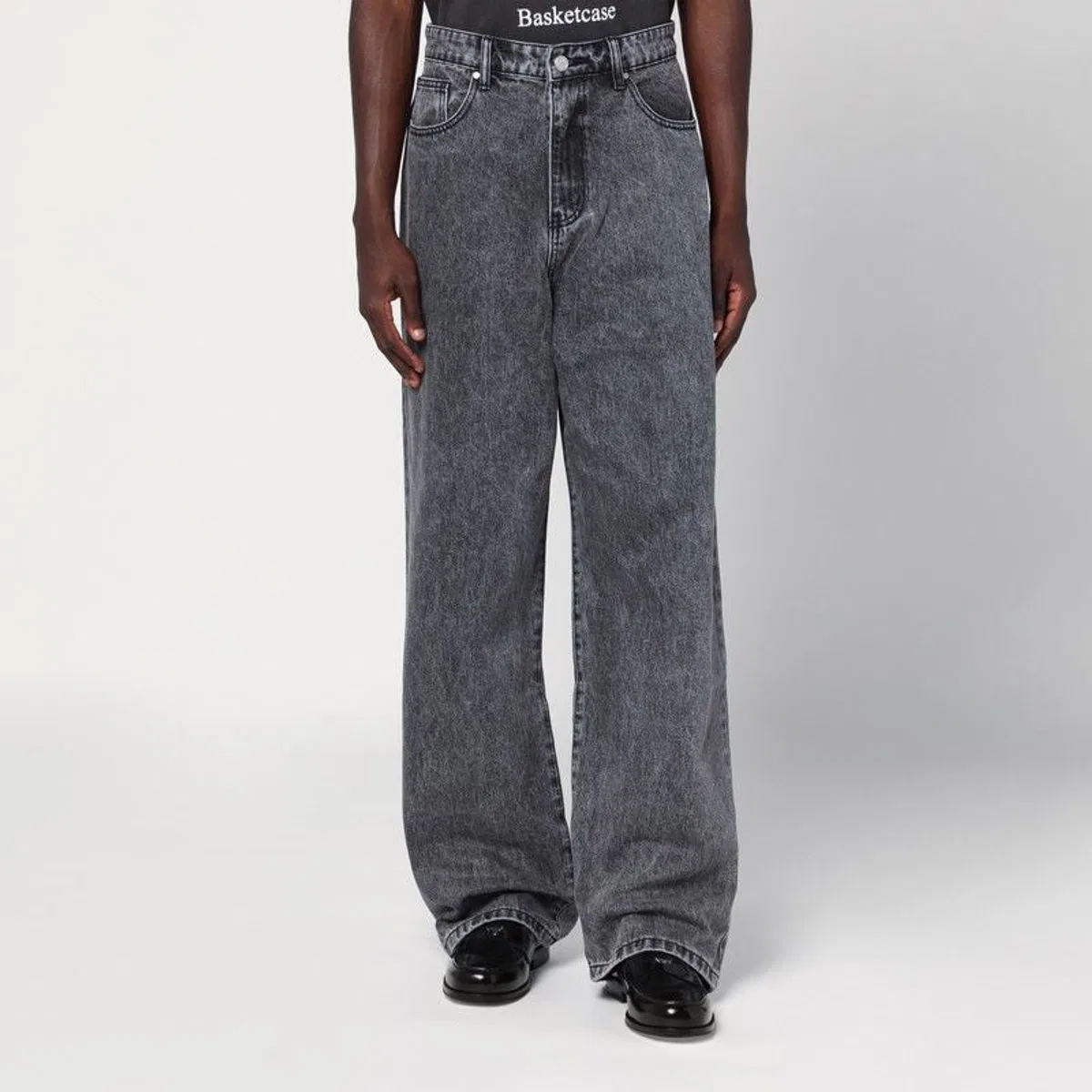 Basketcase gallery Wide-Leg Black Washed Jeans