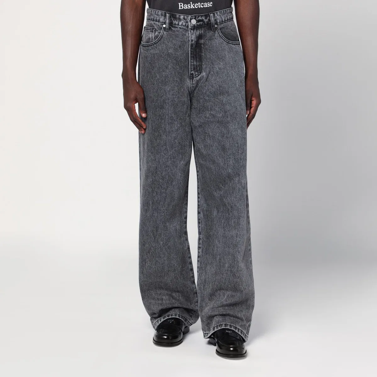 Basketcase gallery Wide-Leg Black Washed Jeans