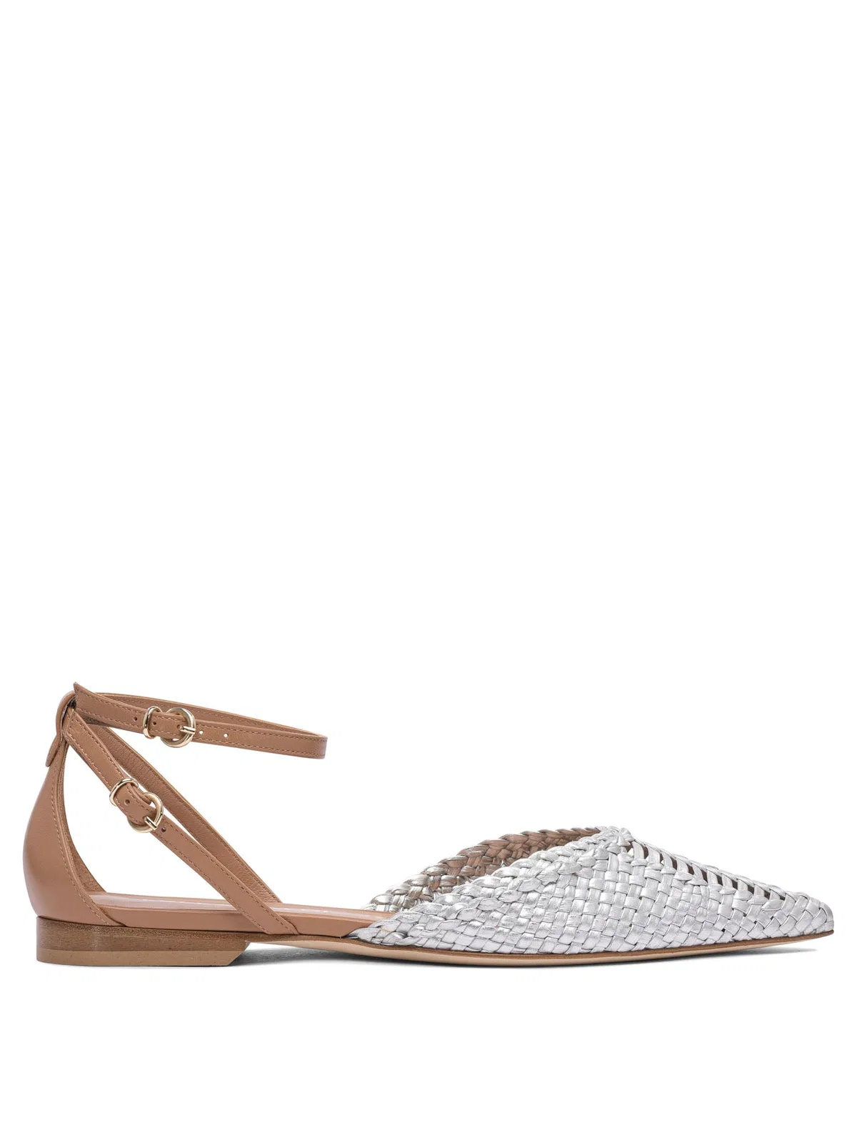 Lella Baldi Silver Leather Ballerinas