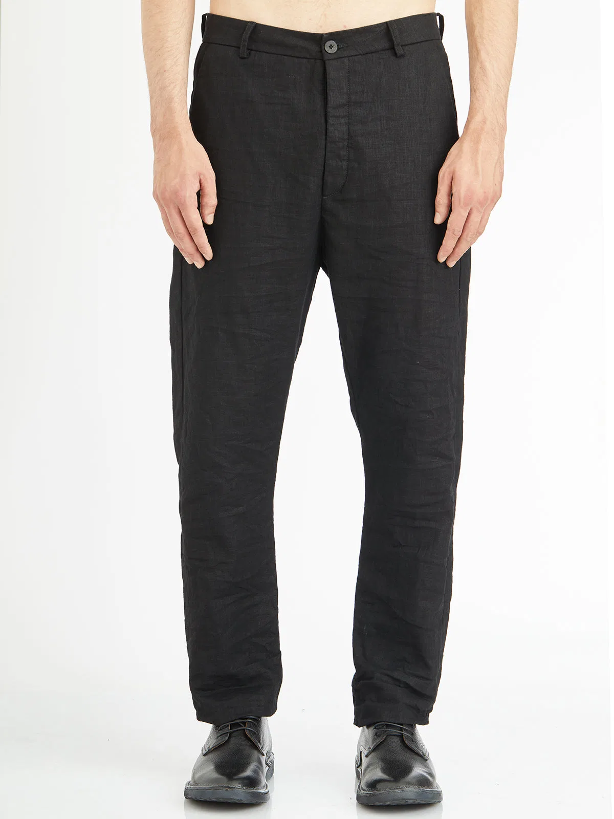 Poeme Bohemien Low Crotch Trousers In Linen