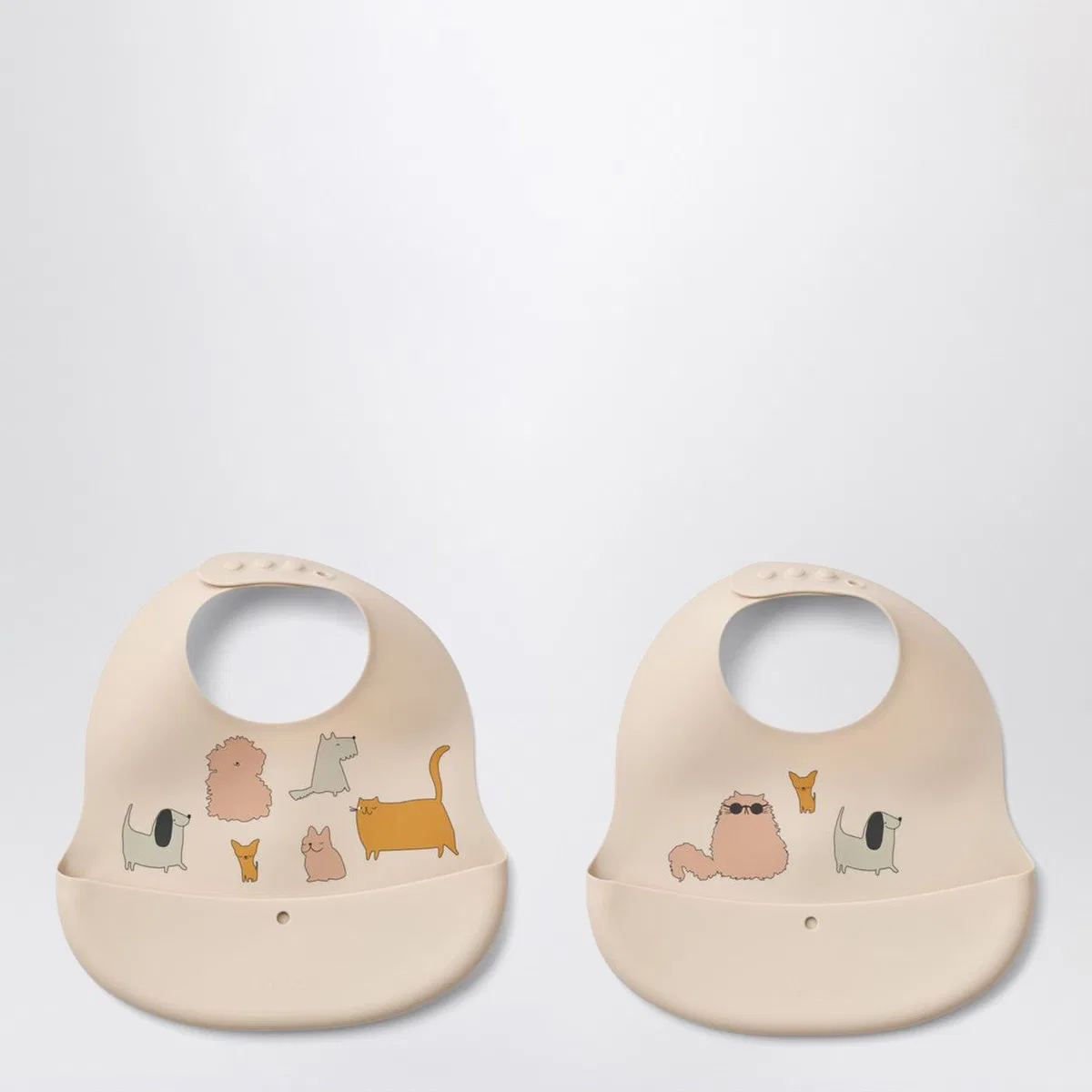 Liewood Set Of Two Ember Bibs In Pink/Sand Cats 