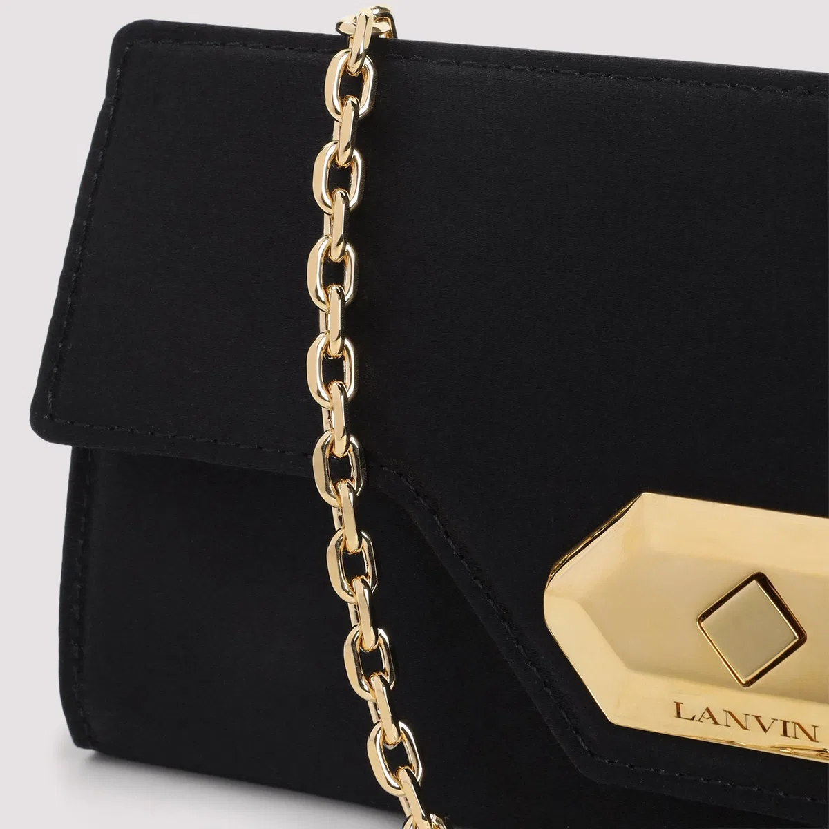 Lanvin Black Invitation Evening Small Black Sil