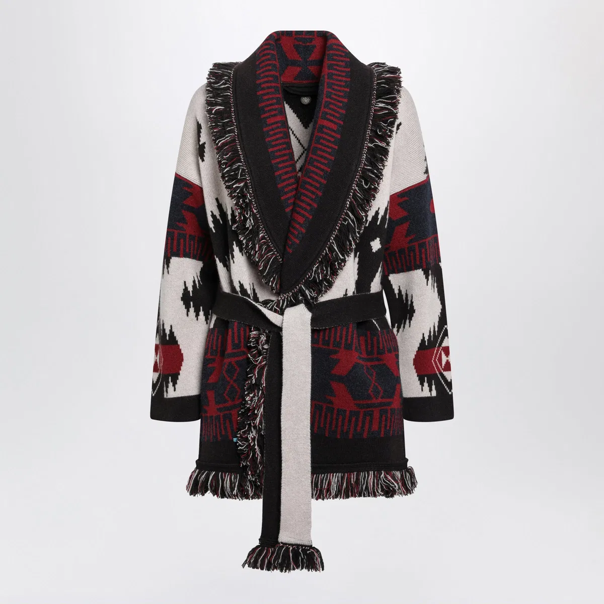 Alanui Icon Cardigan In Jacquard Cashmere Brown