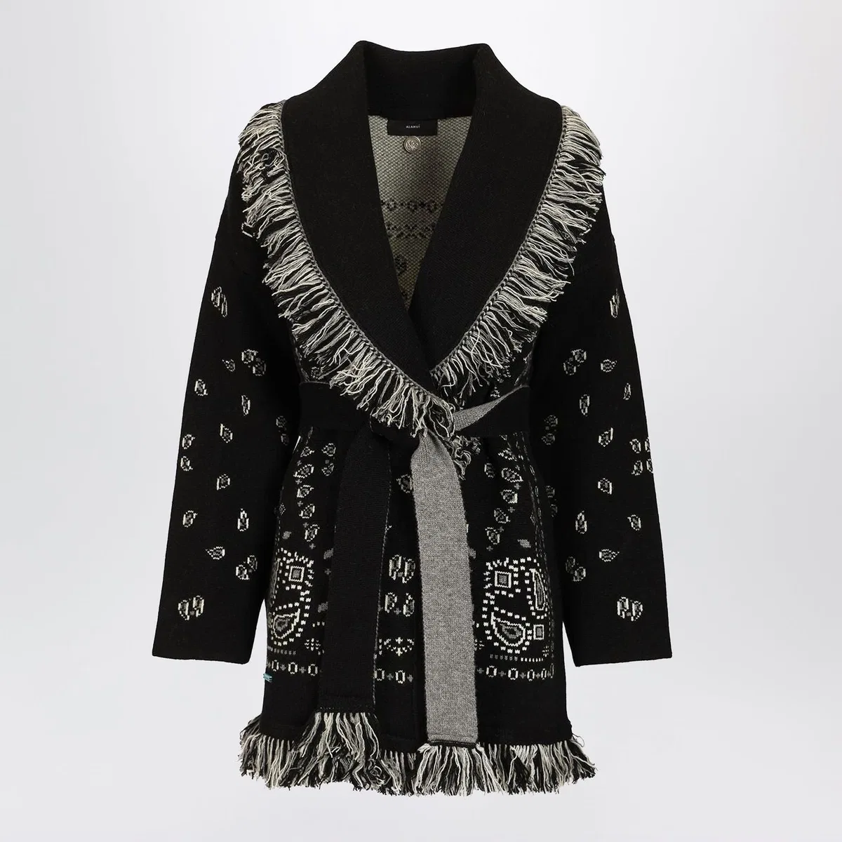 Alanui Black Bandana Jacquard Cardigan