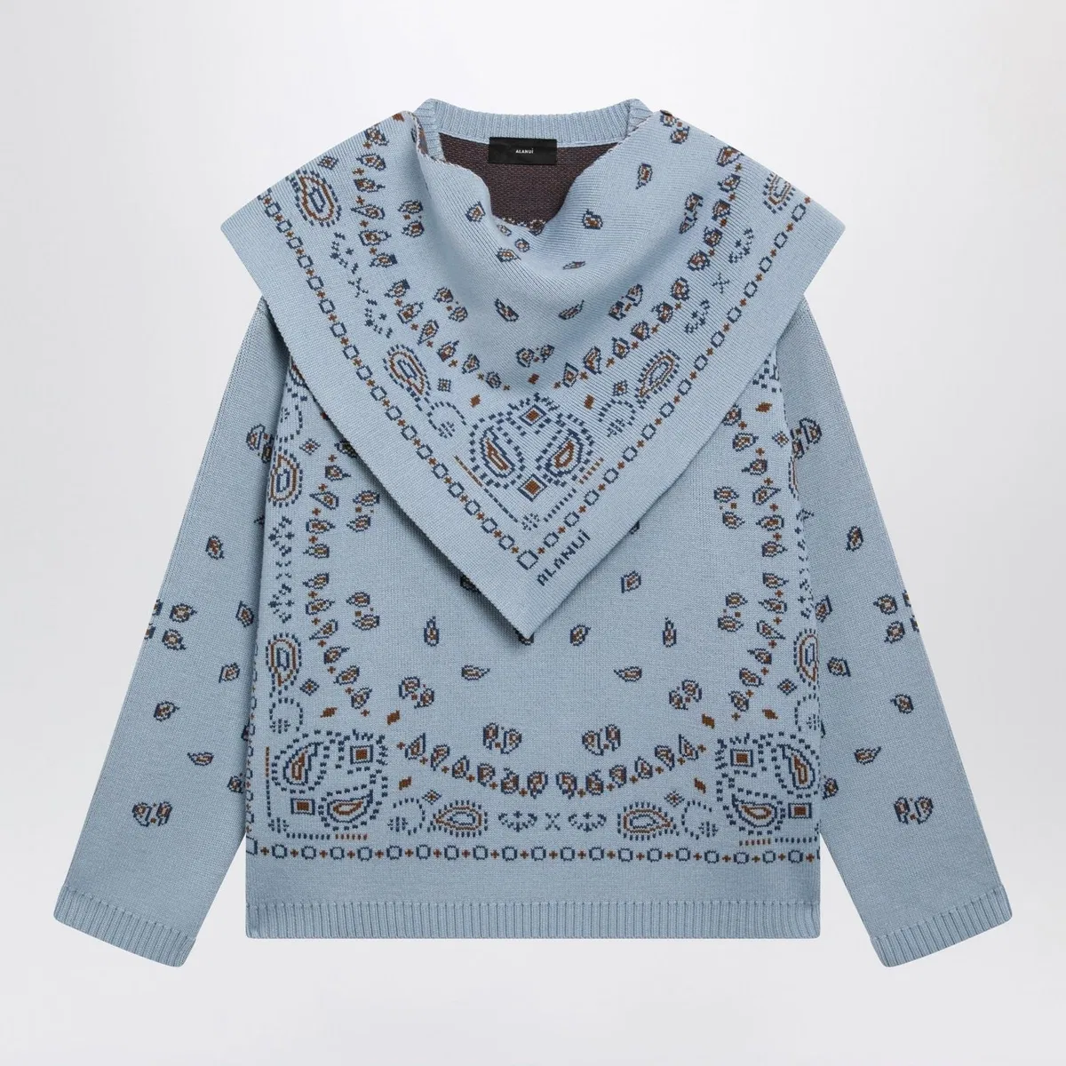 Alanui Light Blue Bandana Jacquard Sweater