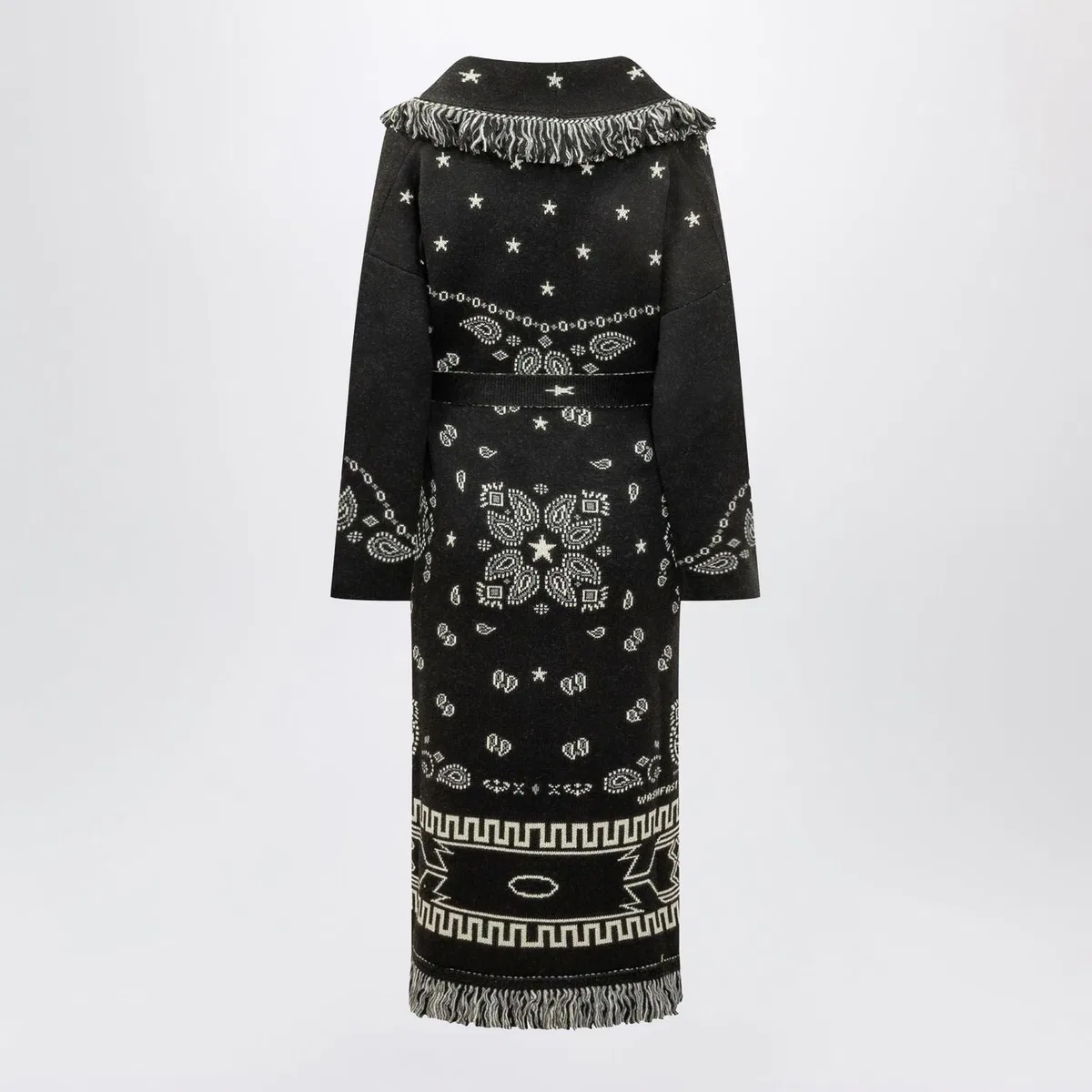 Alanui Black Long Bandana Jacquard Cardigan