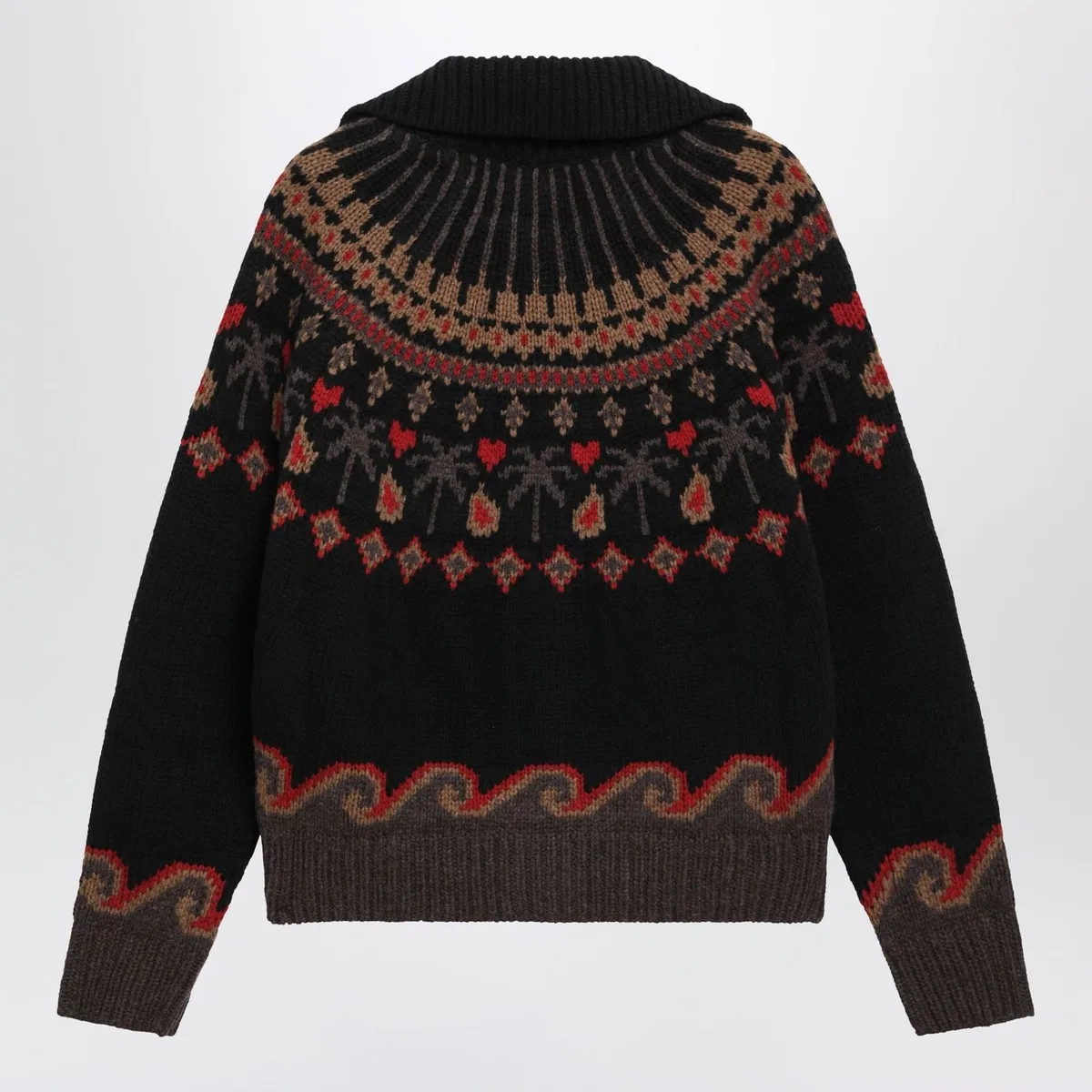 Alanui Black Jacquard Wool Cardigan