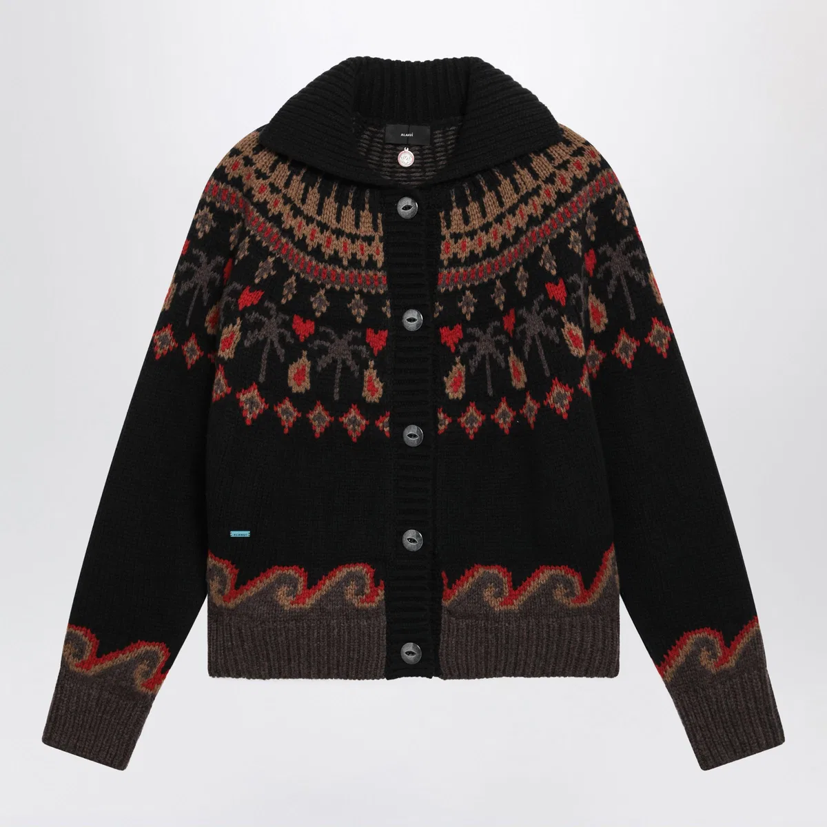 Alanui Black Jacquard Wool Cardigan