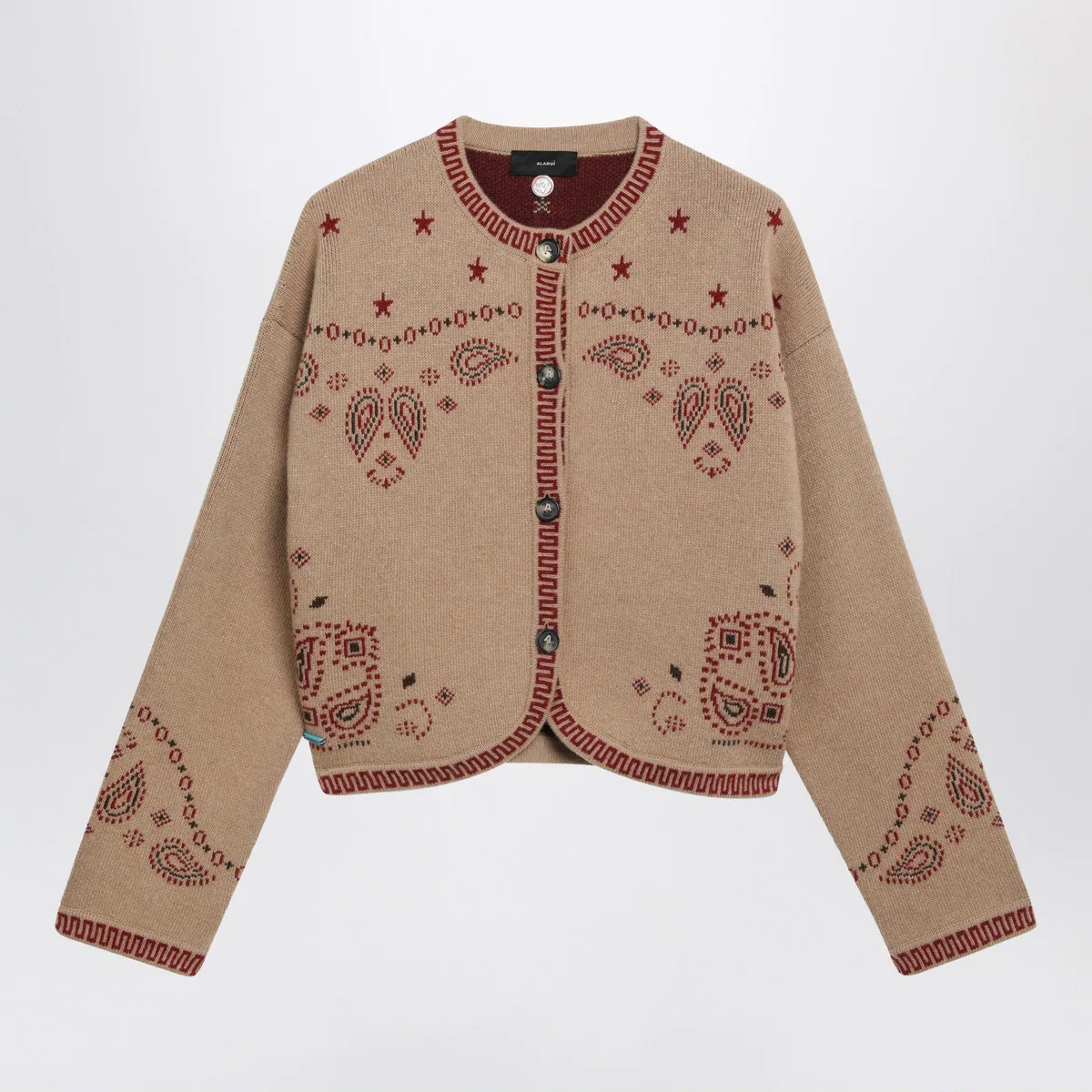 Alanui Multicoloured Beige Wool Jacquard Bandan