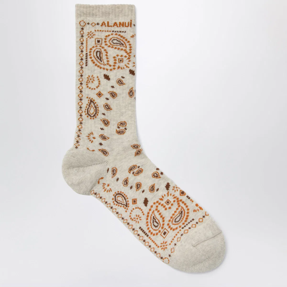Alanui White Cotton-Blend Bandana-Pattern Socks