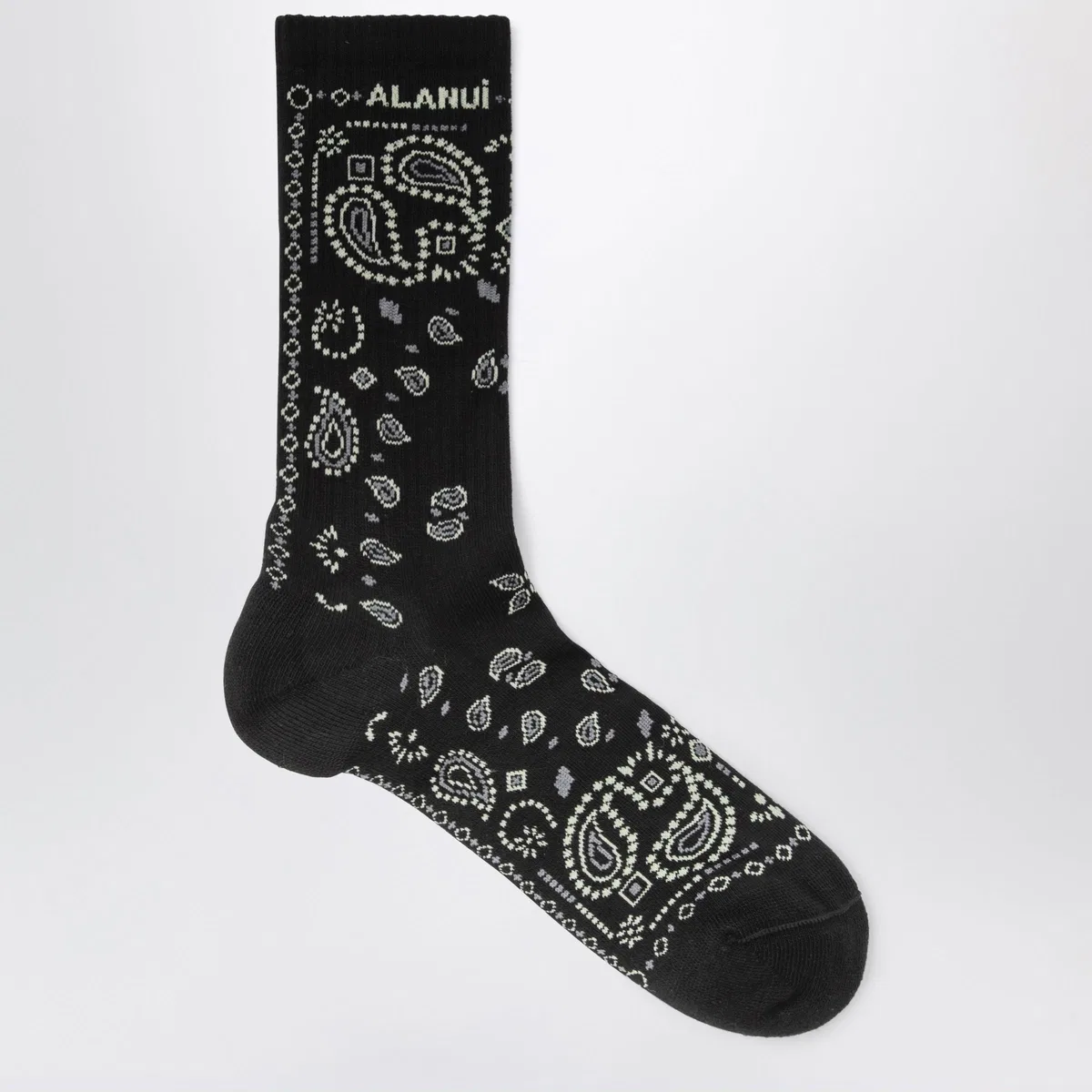 Alanui Black Cotton-Blend Bandana-Pattern Socks