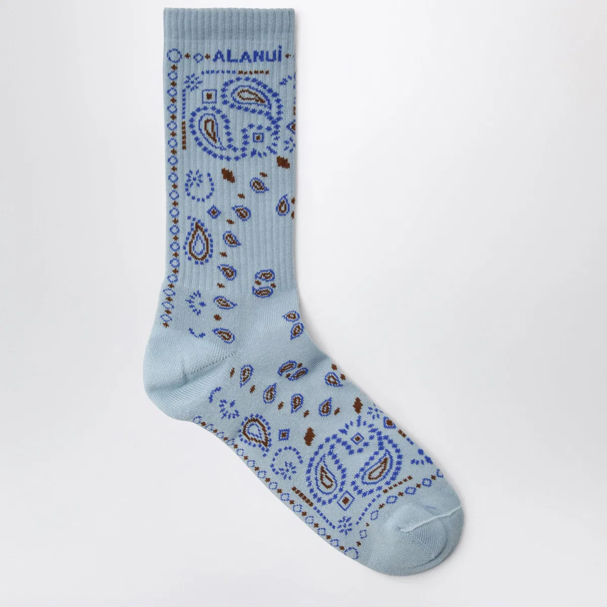 Alanui Dust Blue Cotton-Blend Bandana-Pattern S