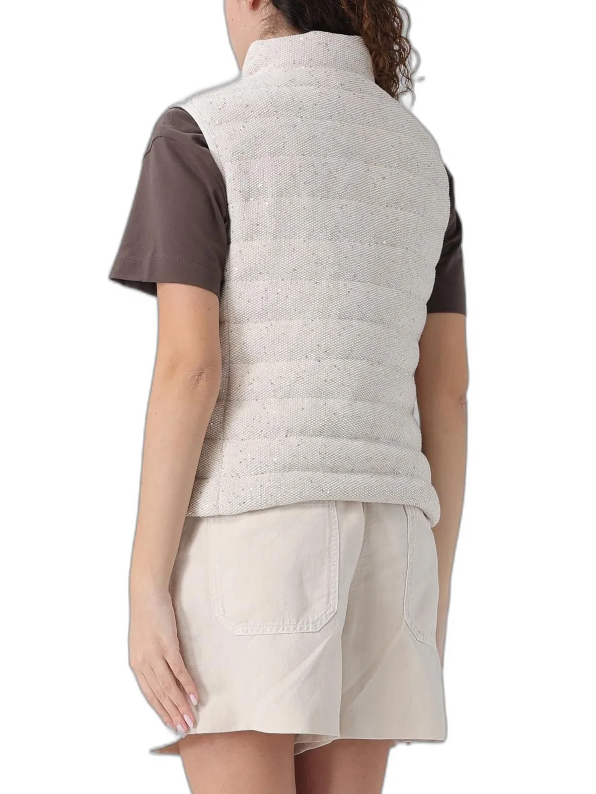 Brunello Cucinelli Padded Cotton Waistcoat With Sequins And
