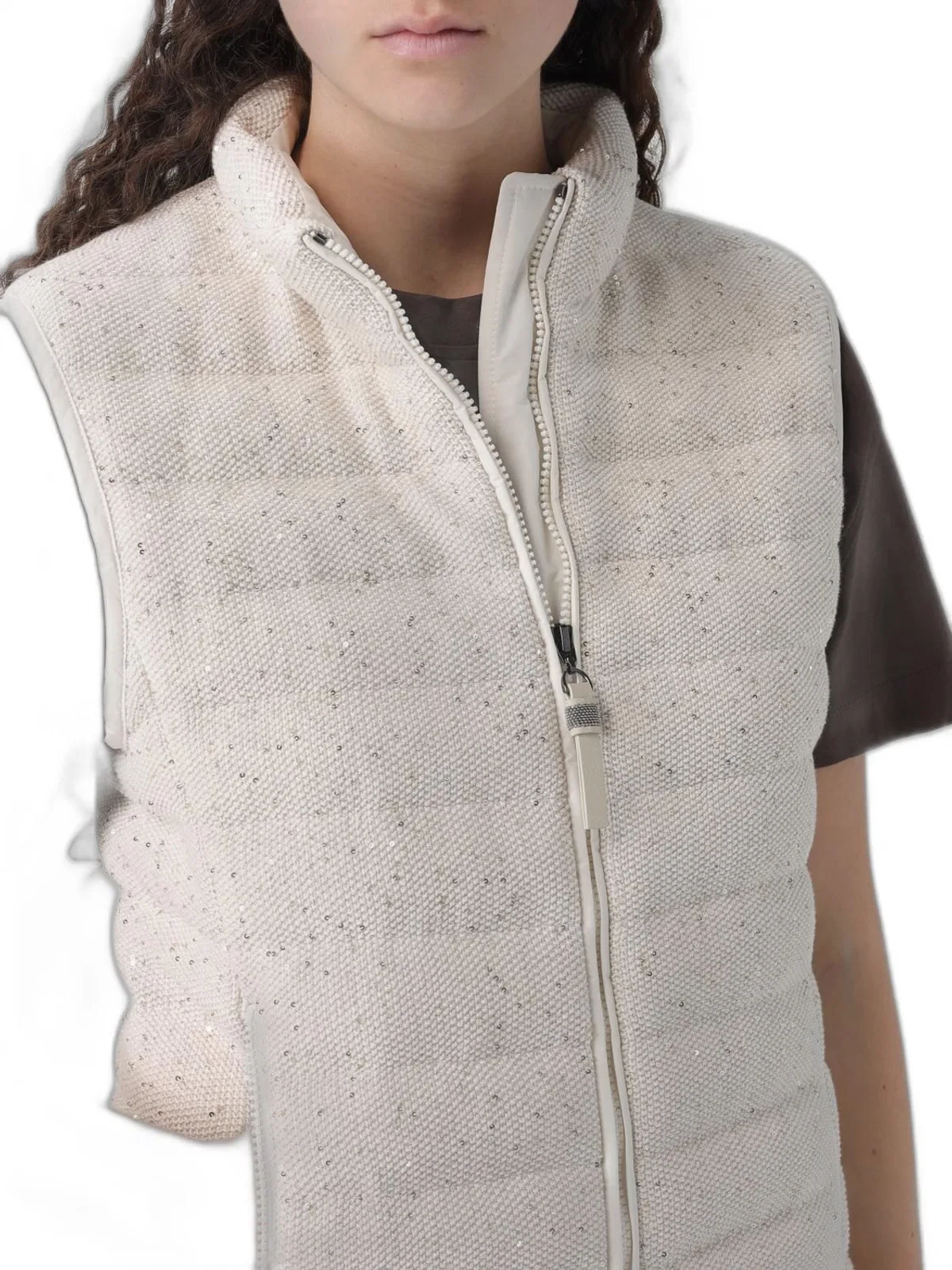 Brunello Cucinelli Padded Cotton Waistcoat With Sequins And